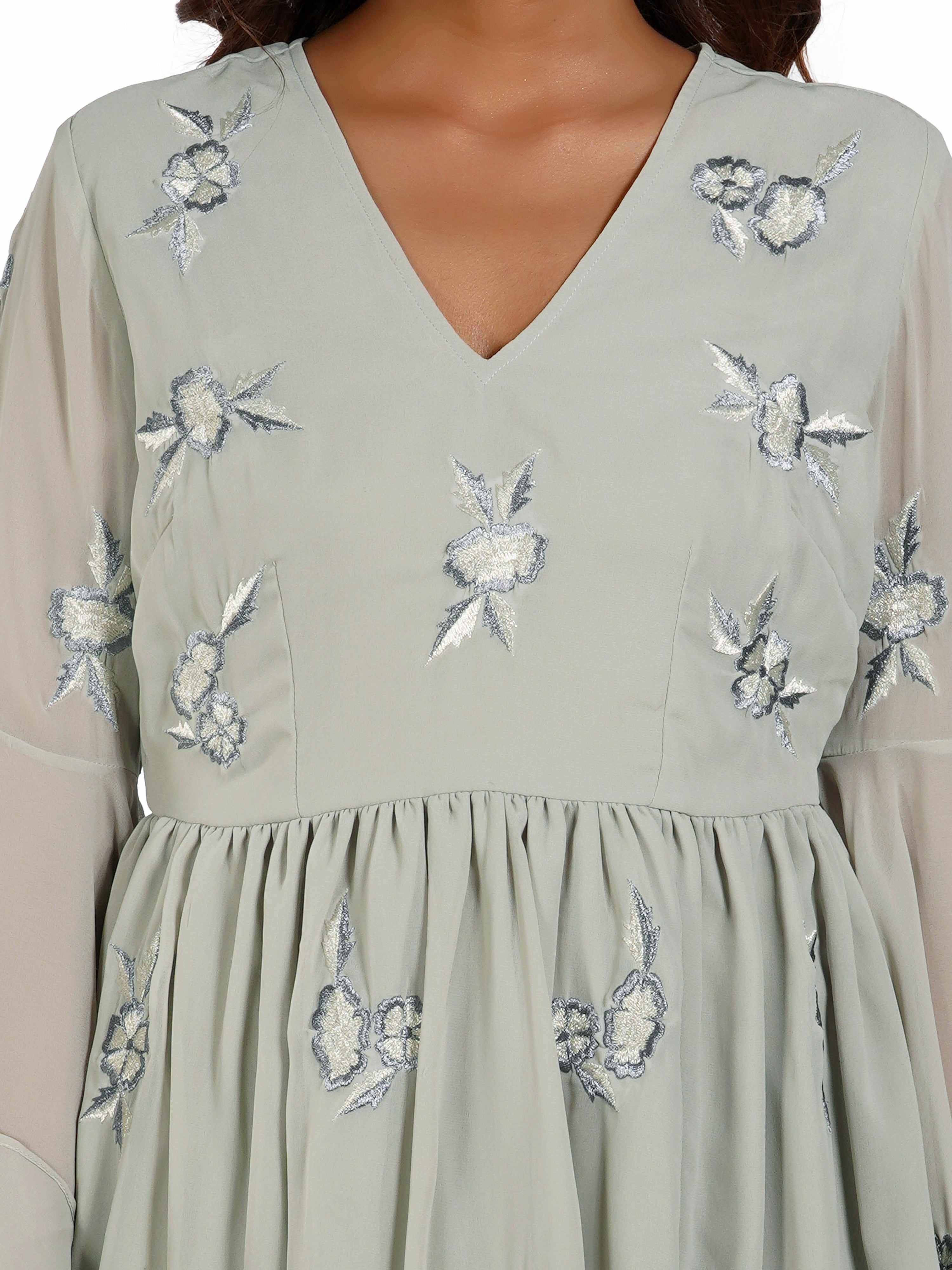 rose embroidery summer grey mini