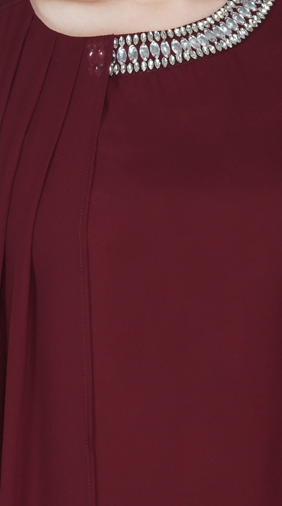 mirror neck pleated panel dress