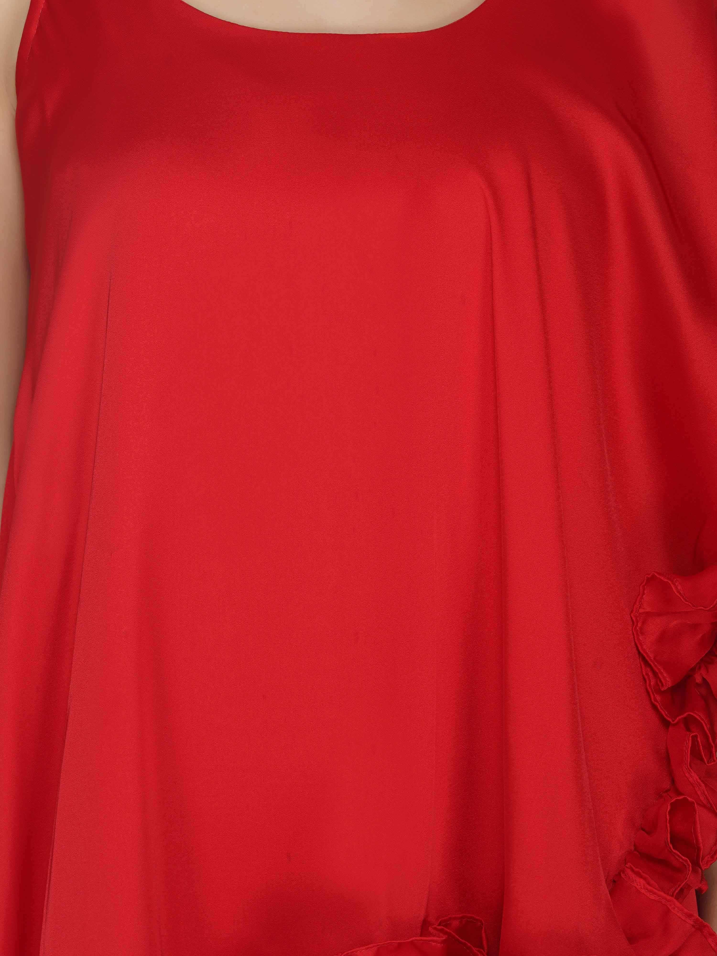 ruffled satin finish georgette dress