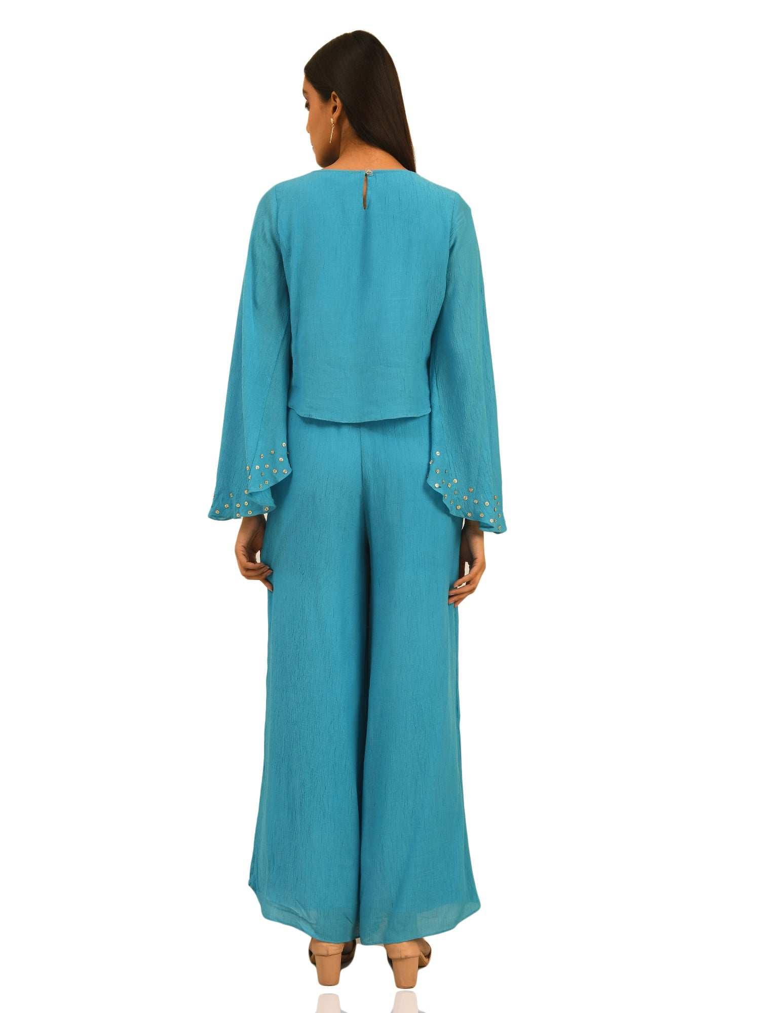 cape top with knot palazzo set