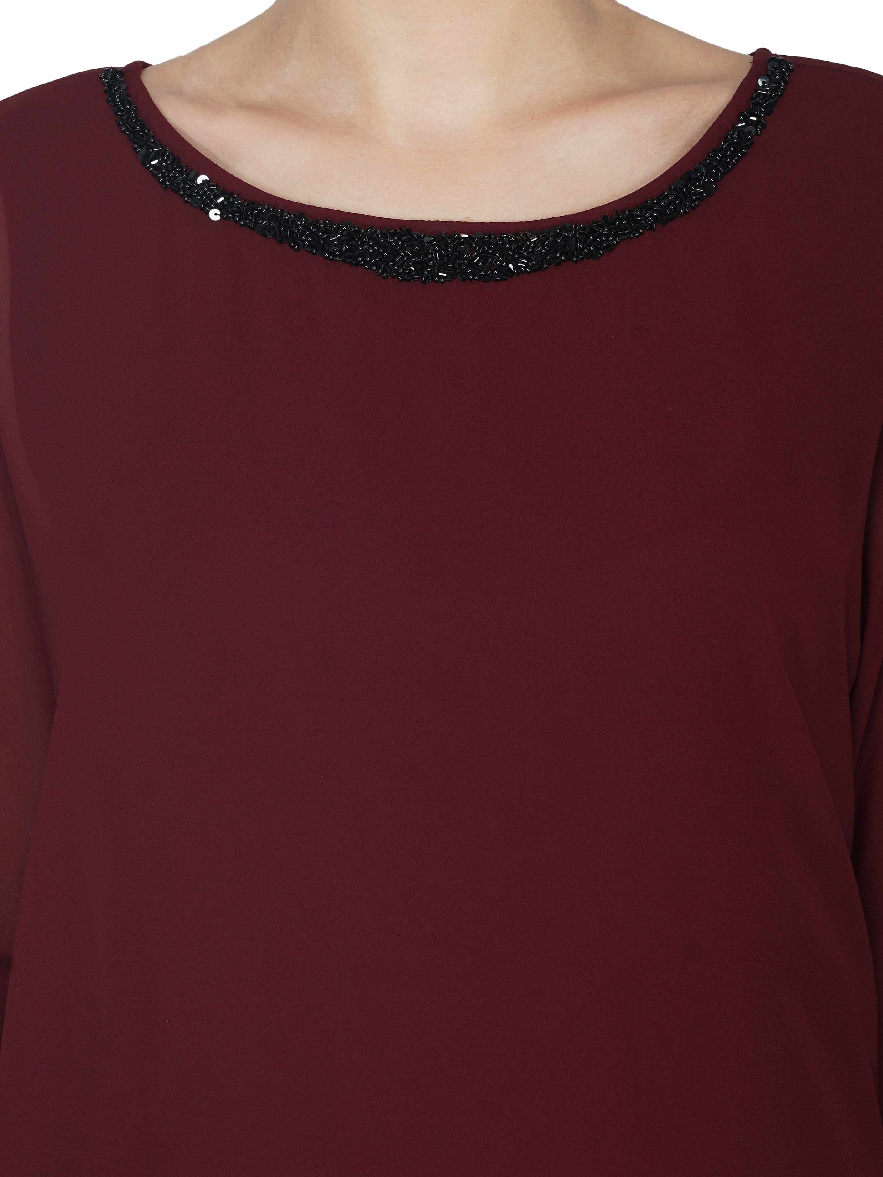 popover dress with neck embellishment