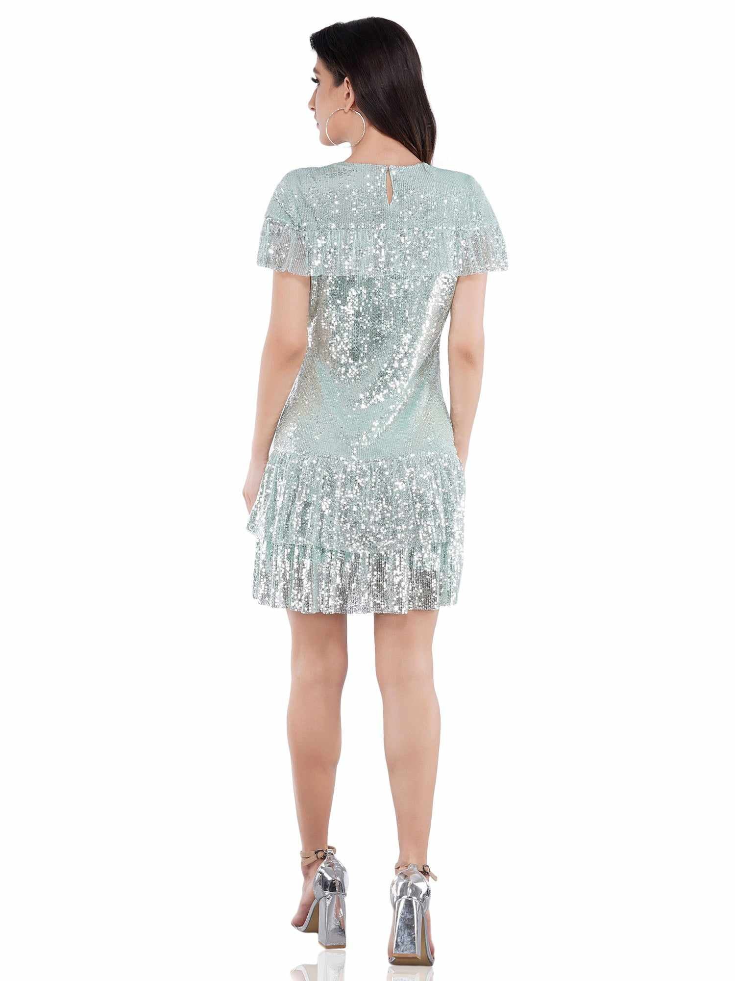 pretty please blue ruffle dress