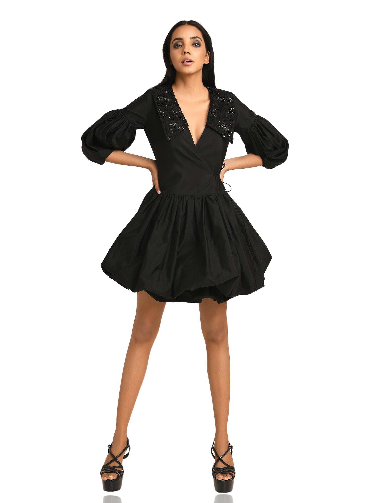 black spring flouncy dress