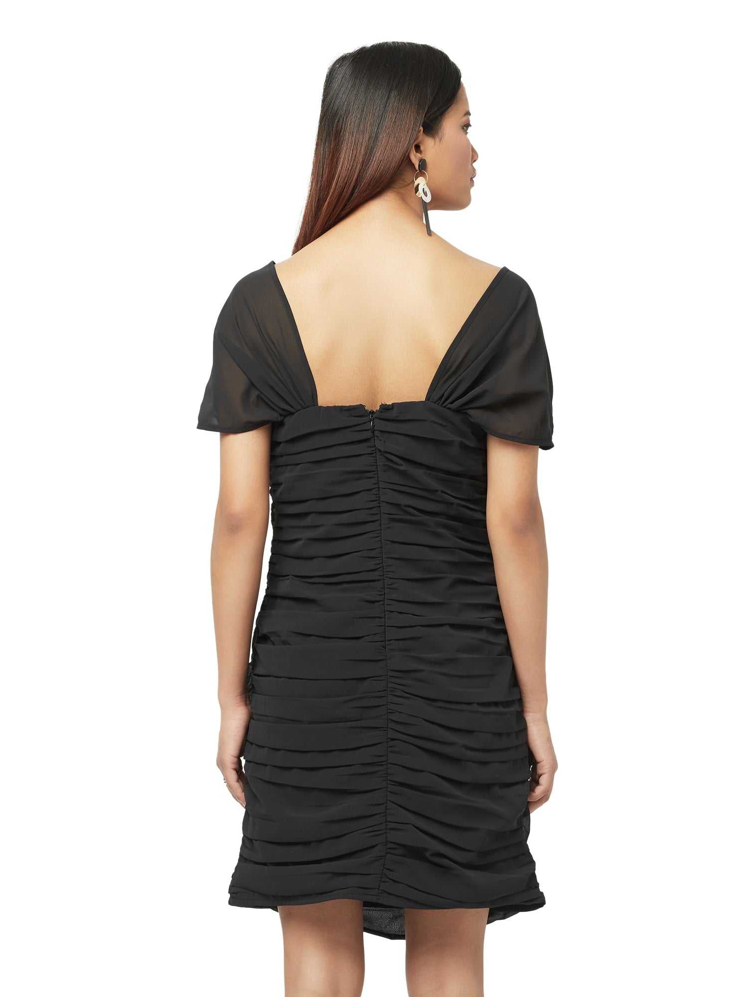 black slim off shoulder dress