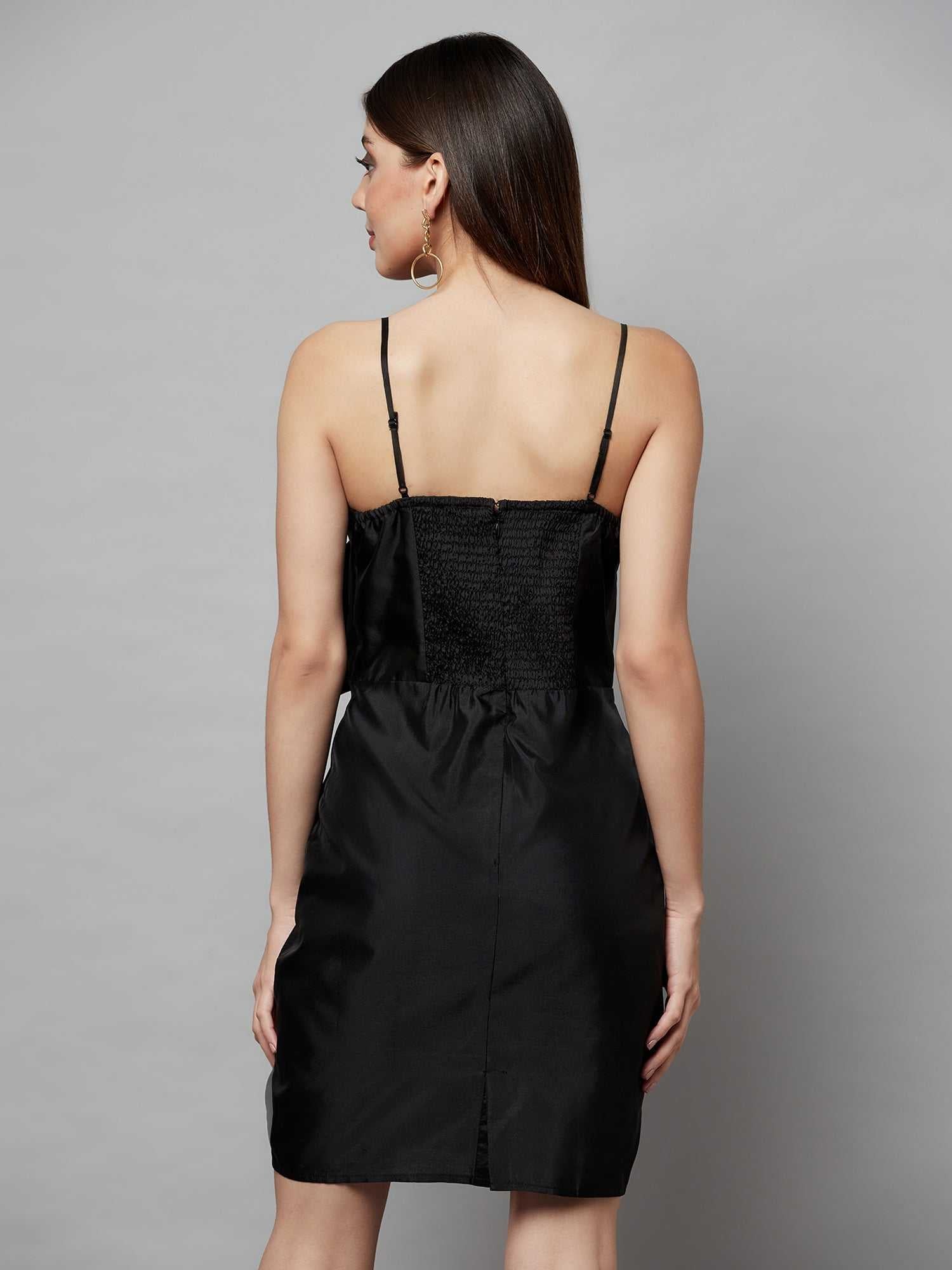 oversized knot black dress