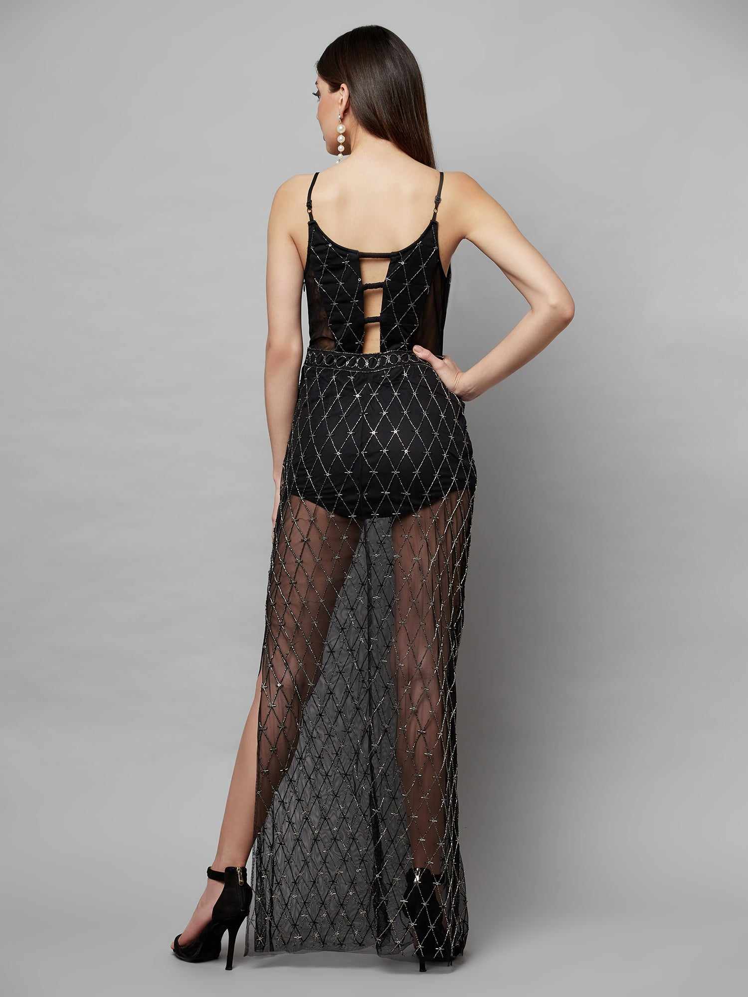 un stoppable beaded slit dress