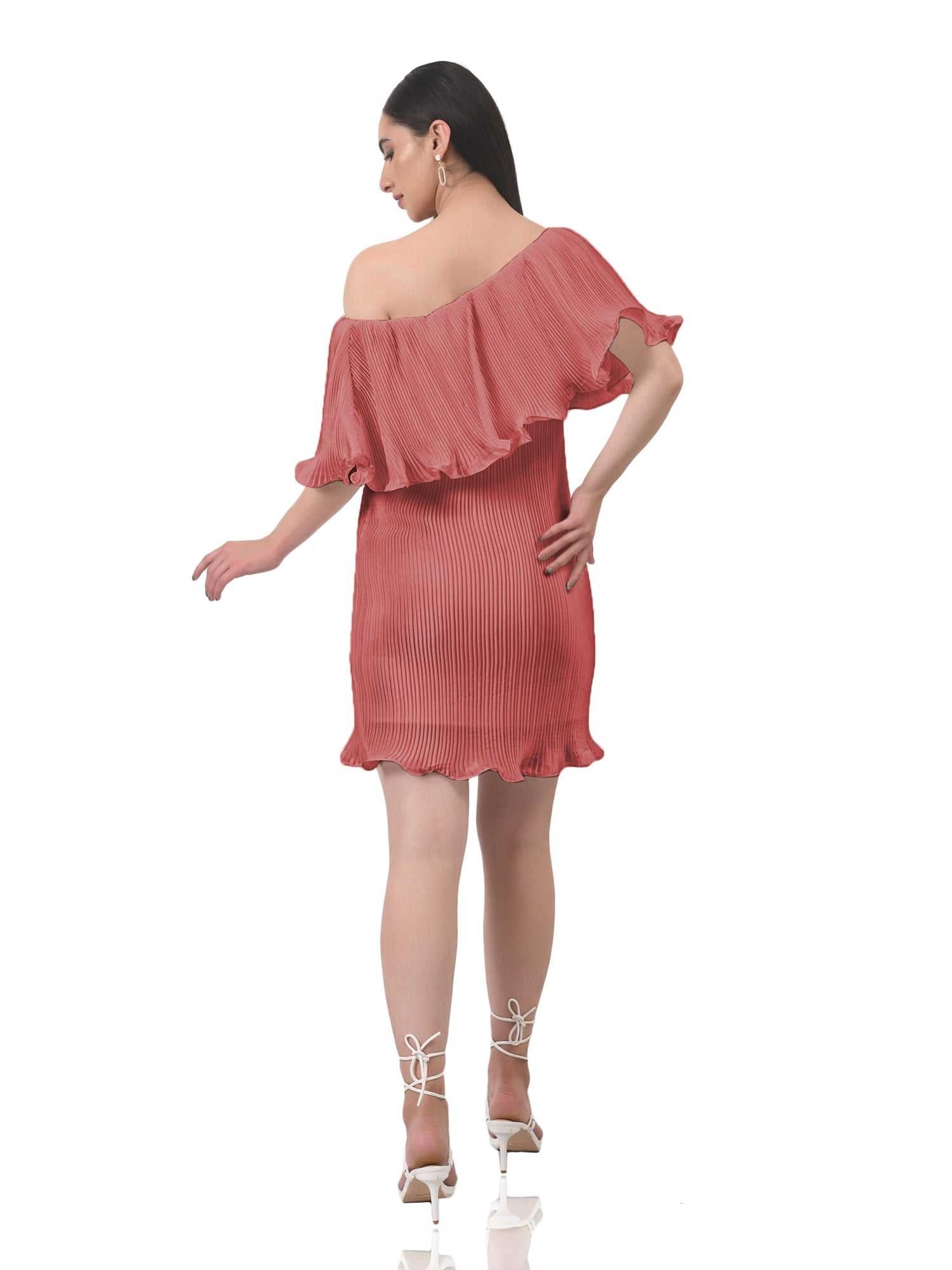 copy of brown imaginative pleated pink dress