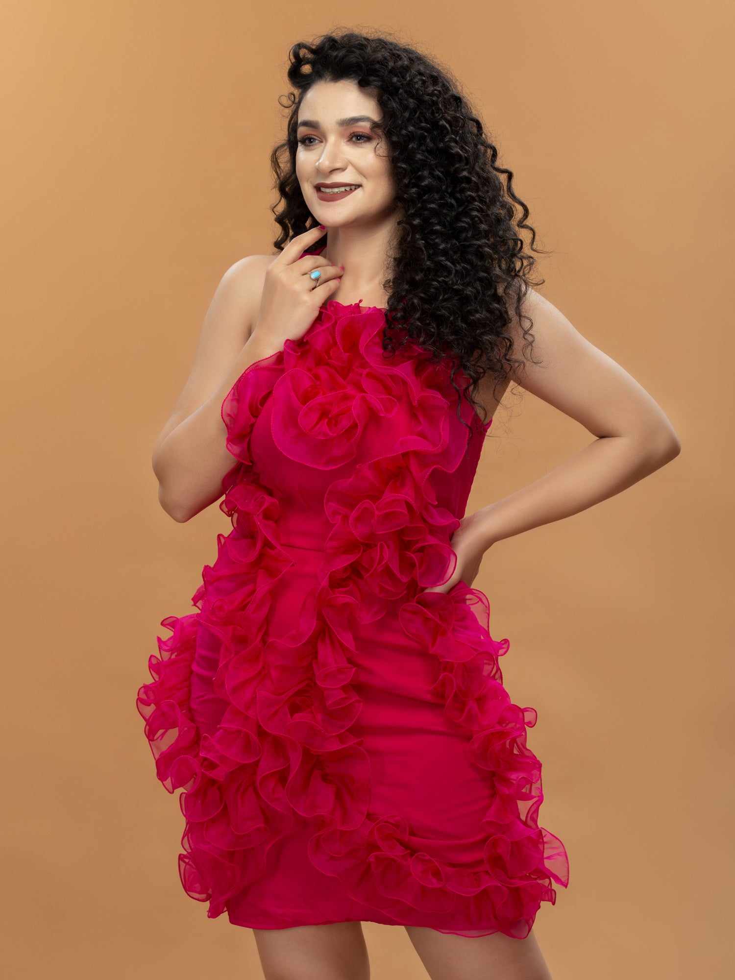 all pink mini party dress