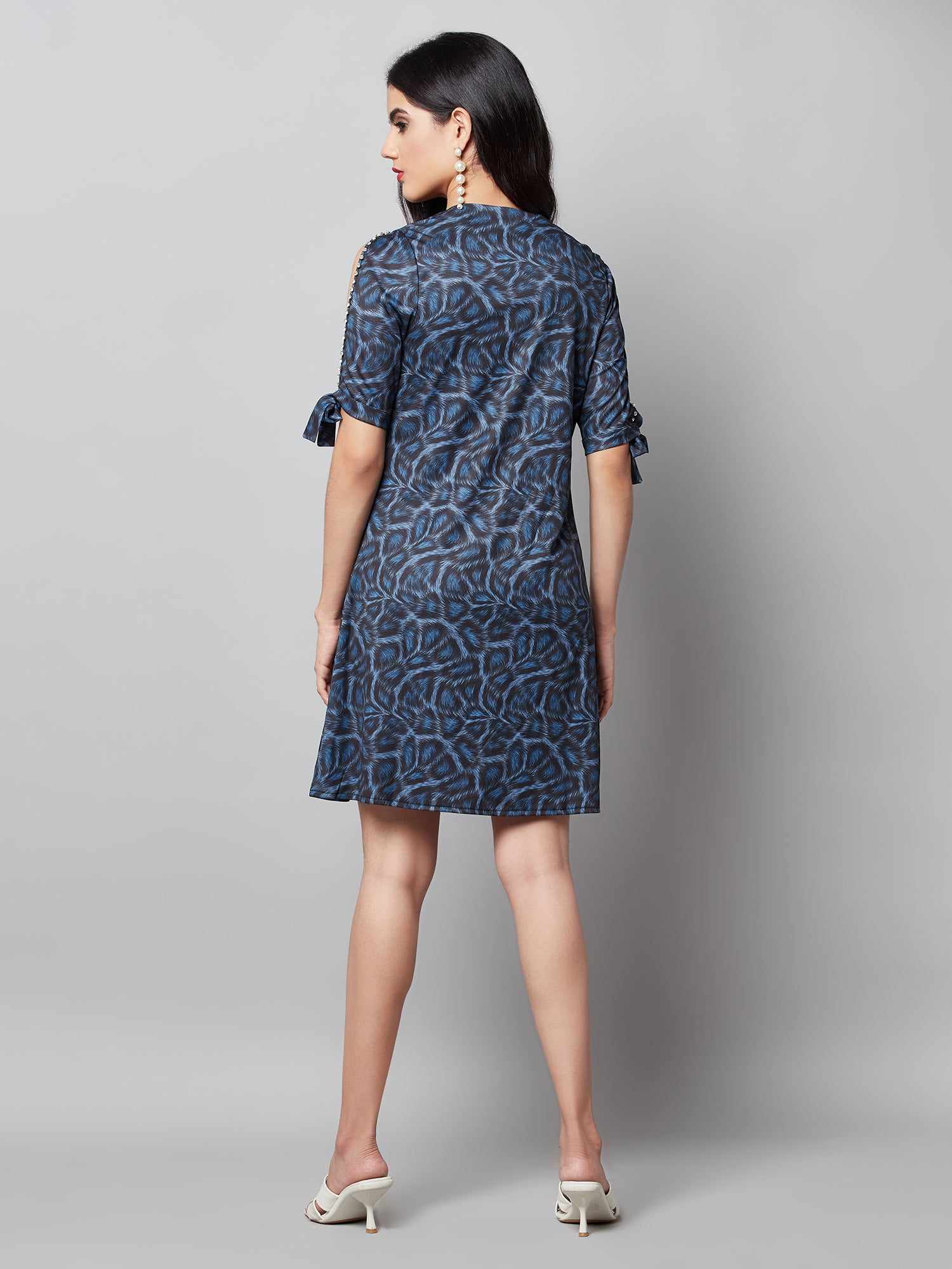 printed navy regular fit dress