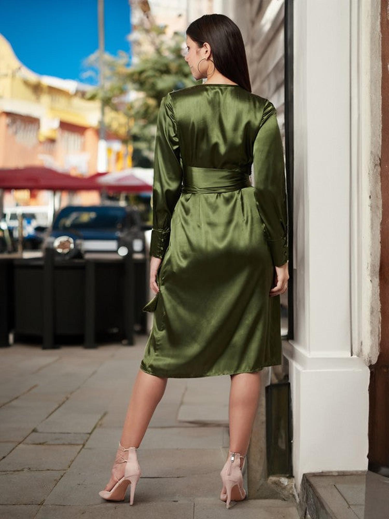 Olive Shade Wrap Dress