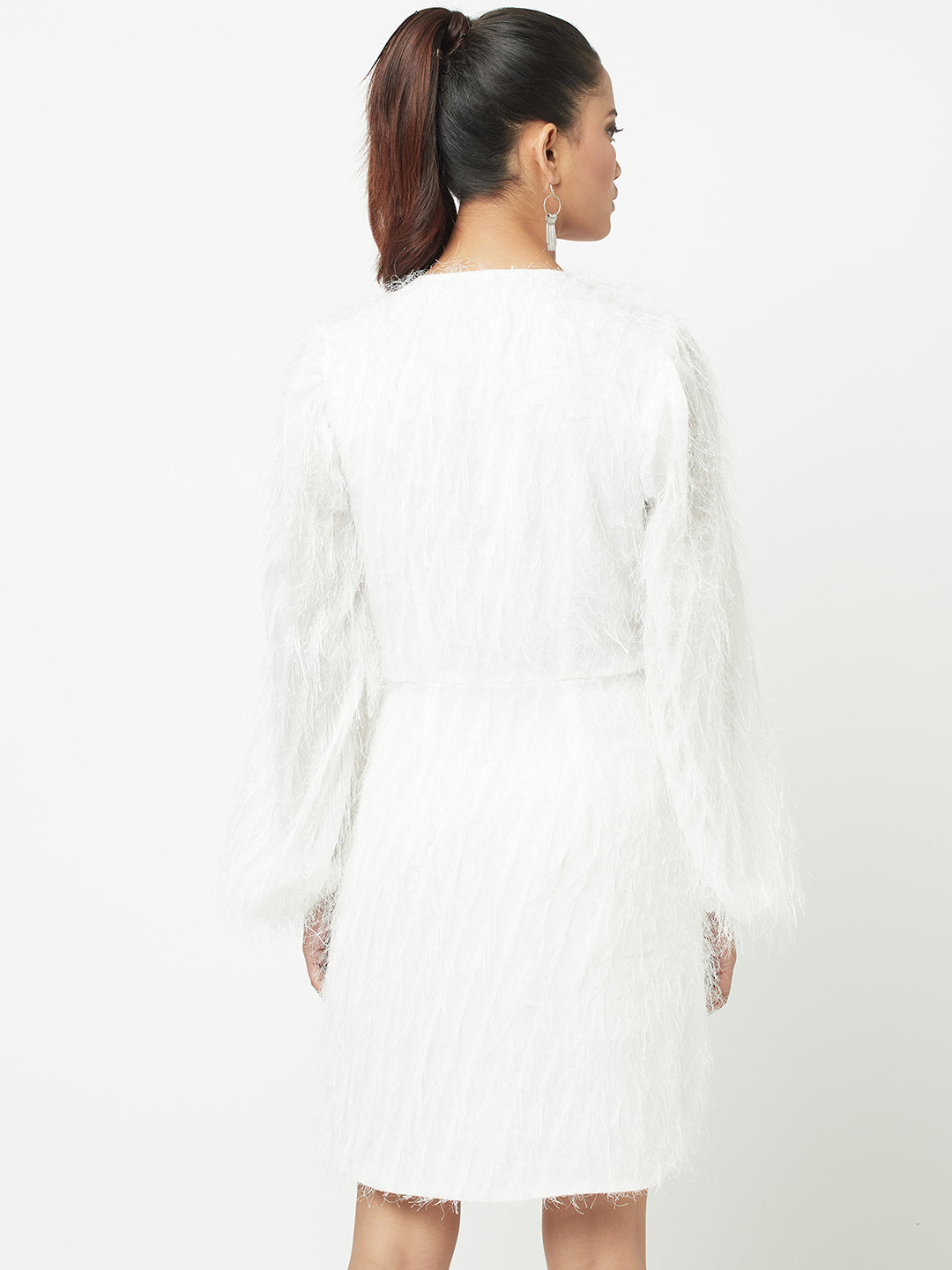 ivory fringe overlap dress