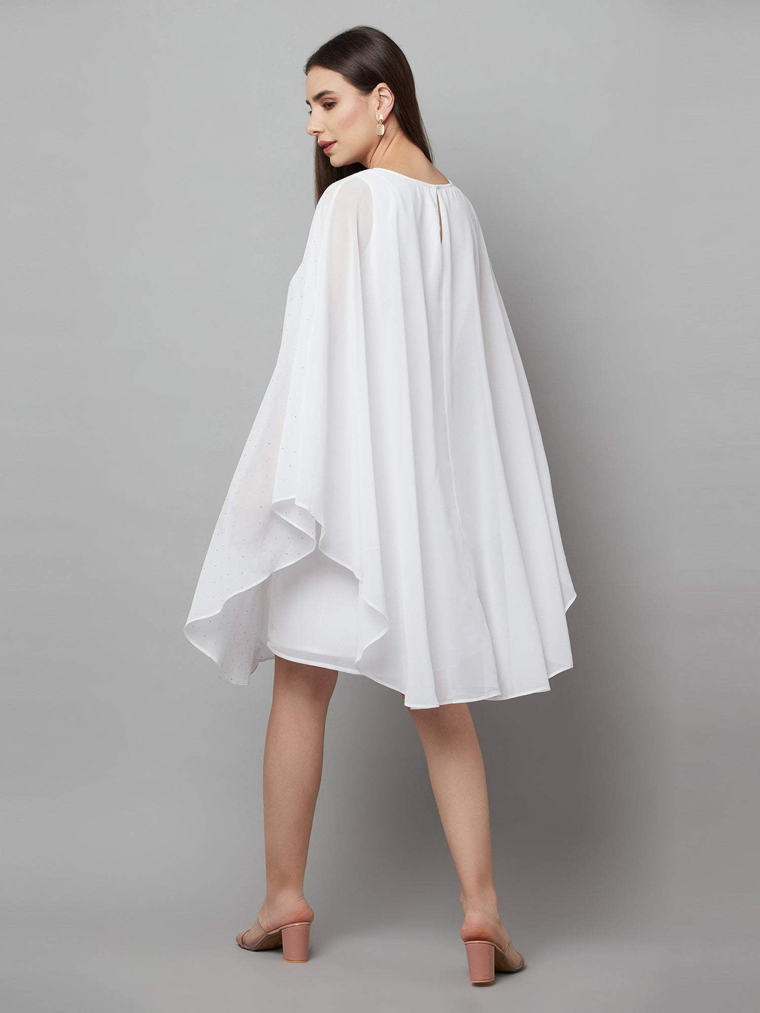 all over stud white dress