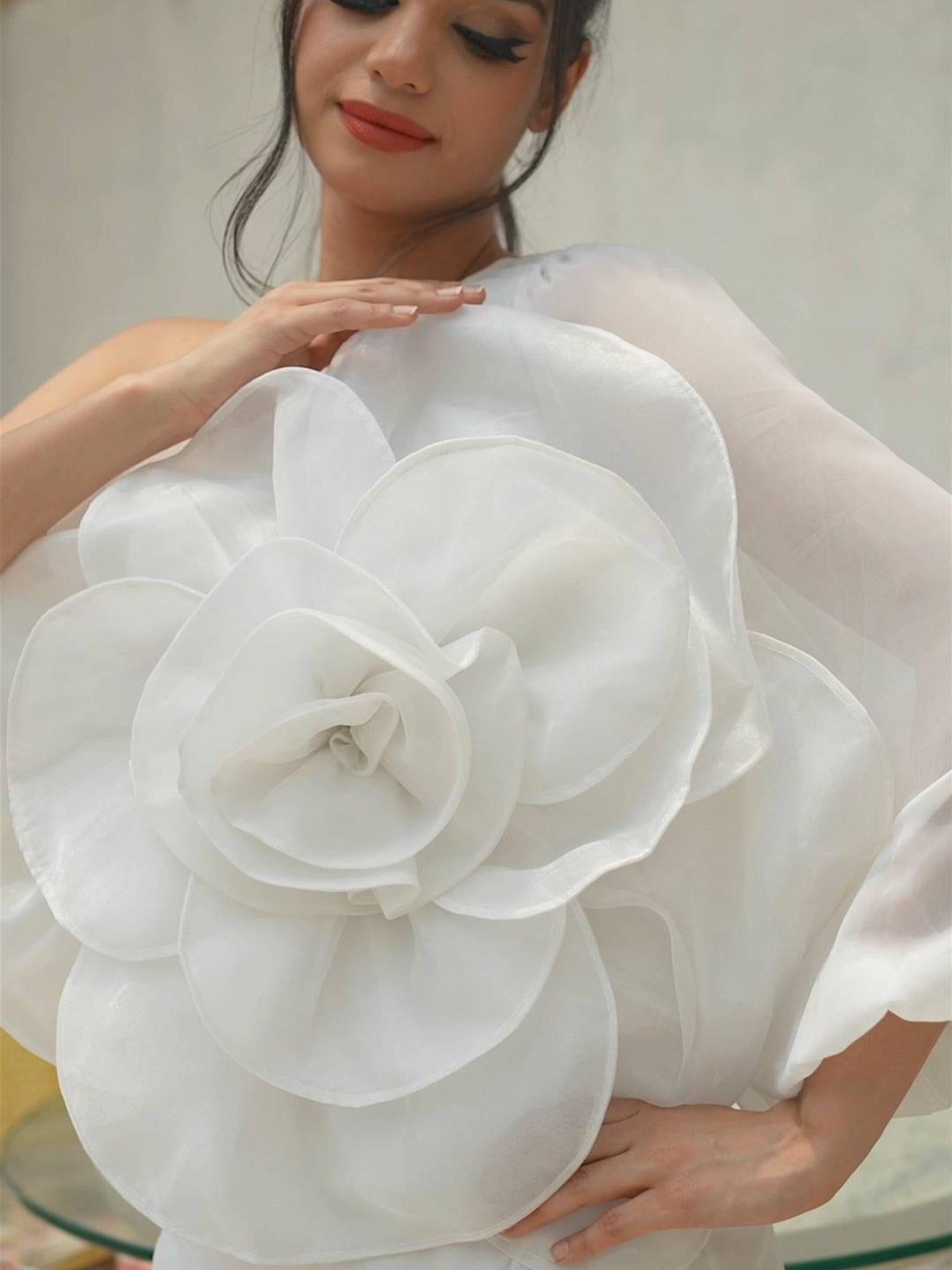 Grand Floral mini one shoulder dress