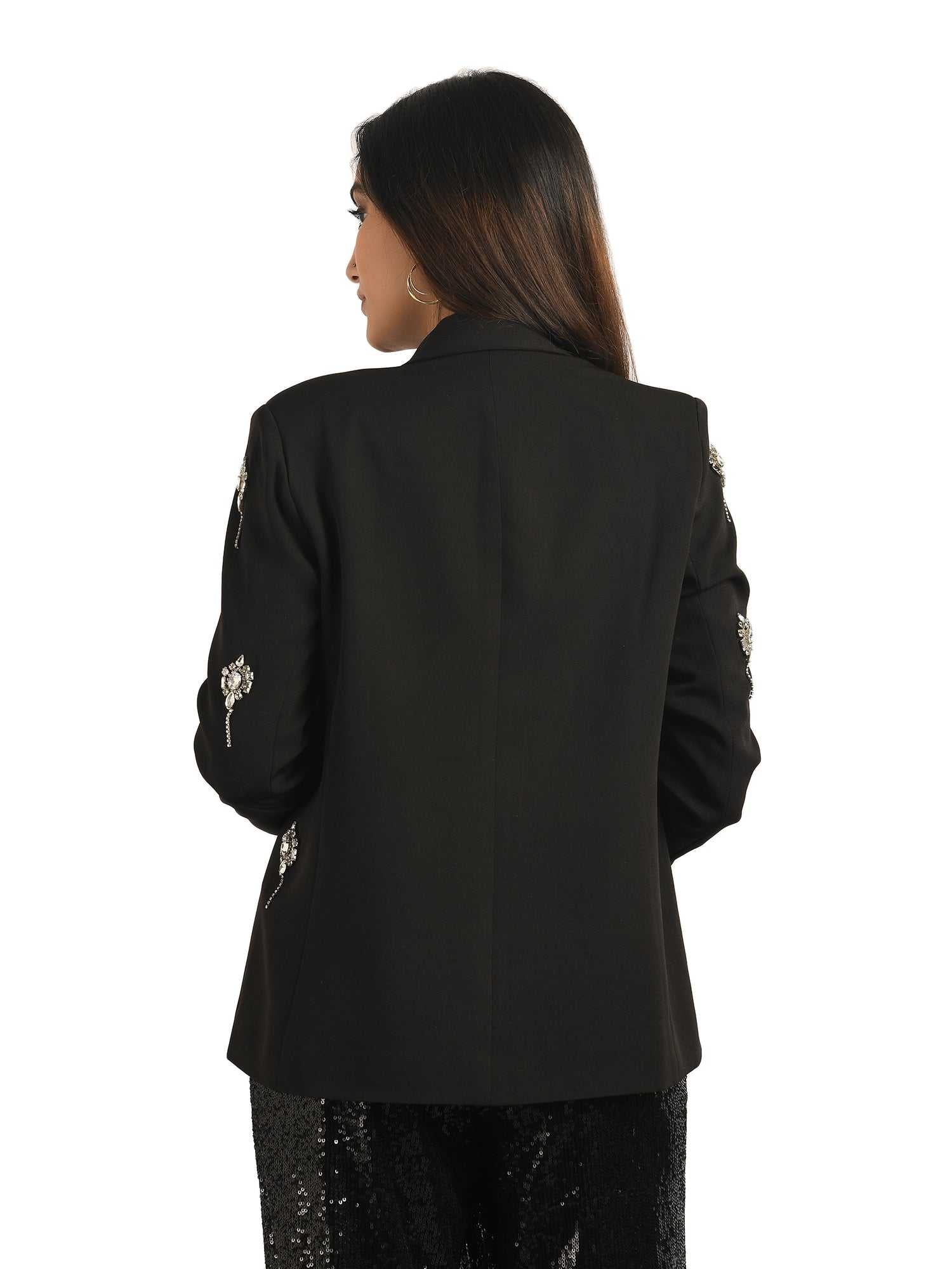 embellished broaches blazer