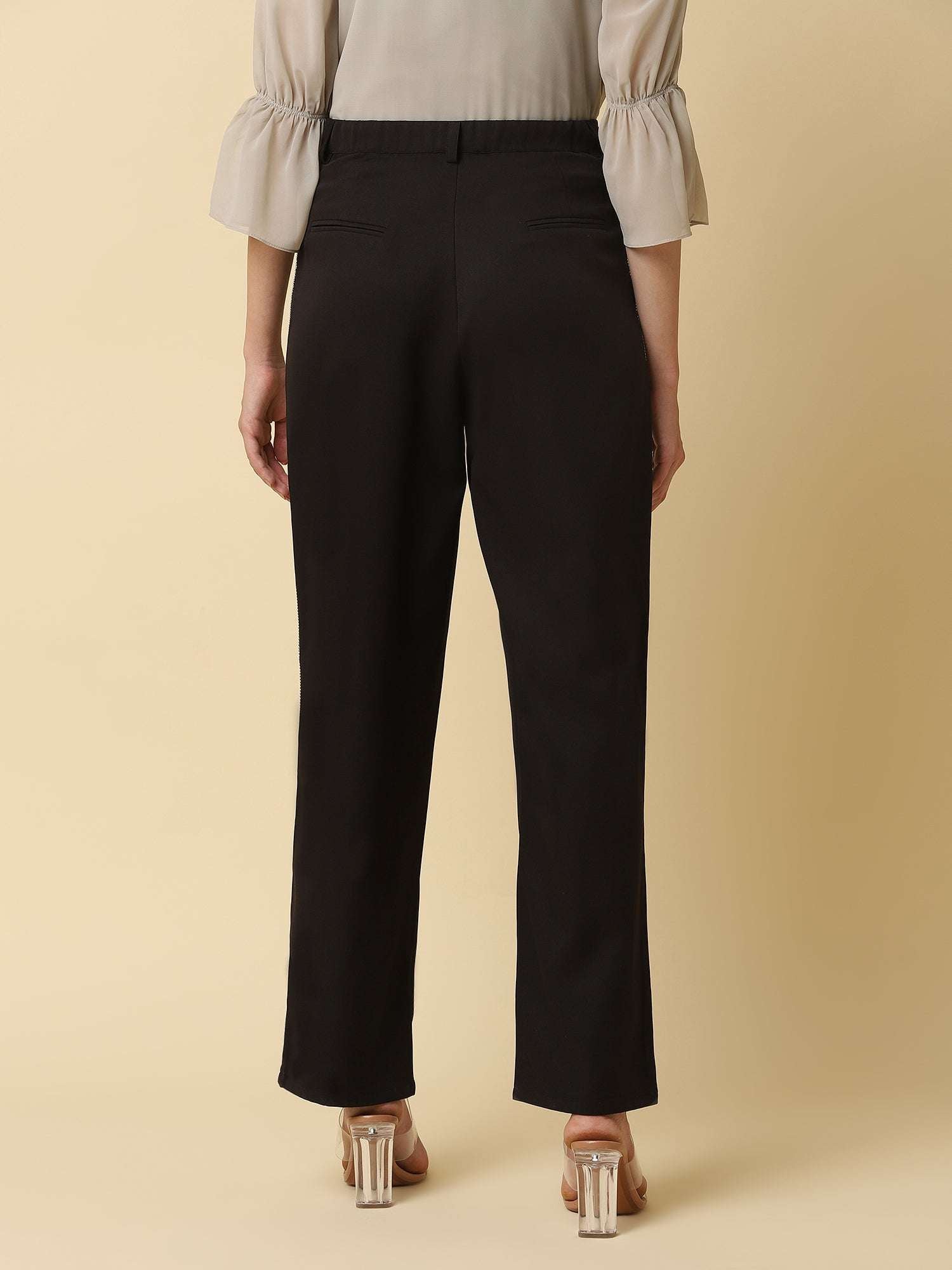 black party pants with swarovski