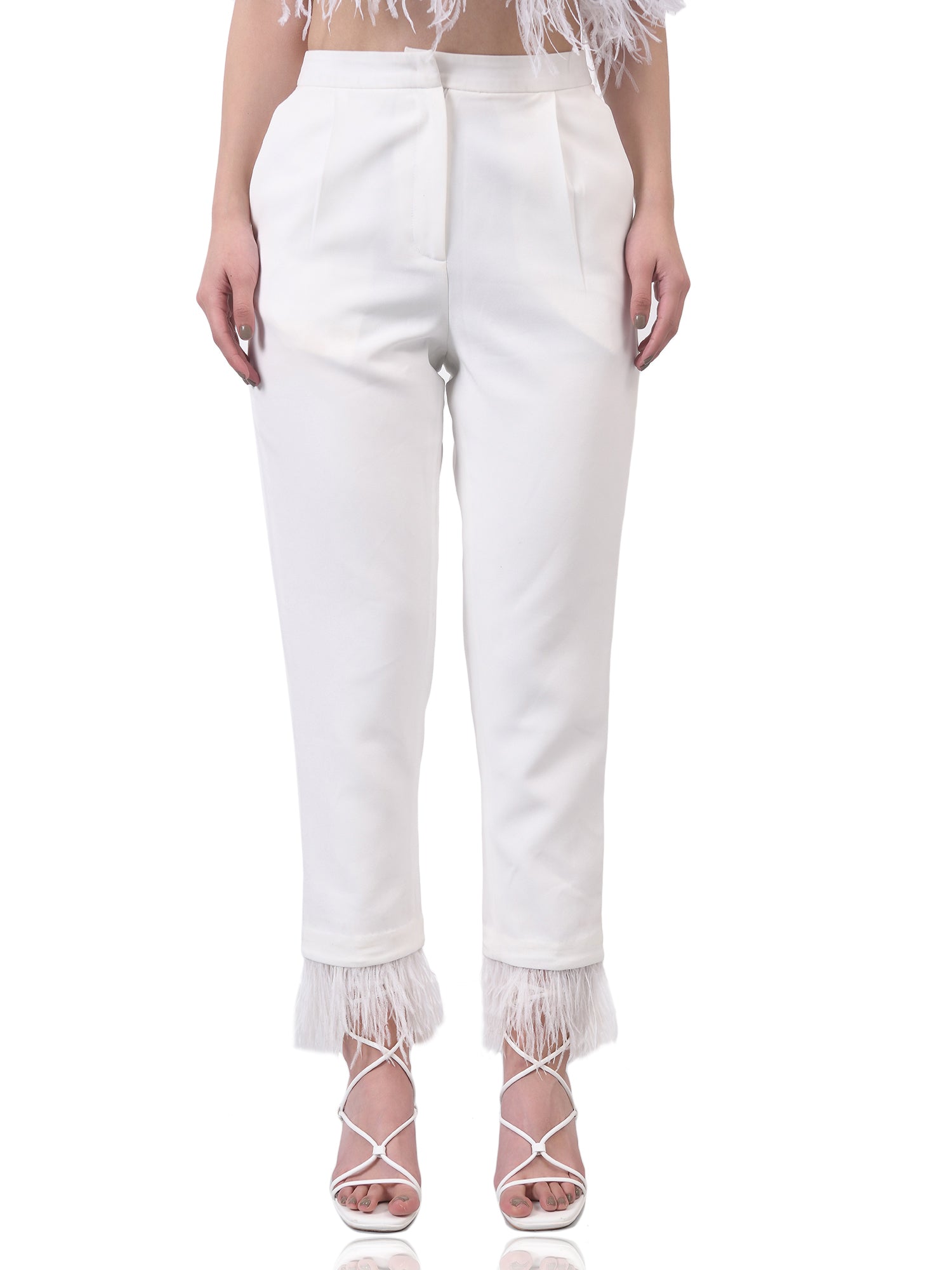 straight fit ostrich fur pant
