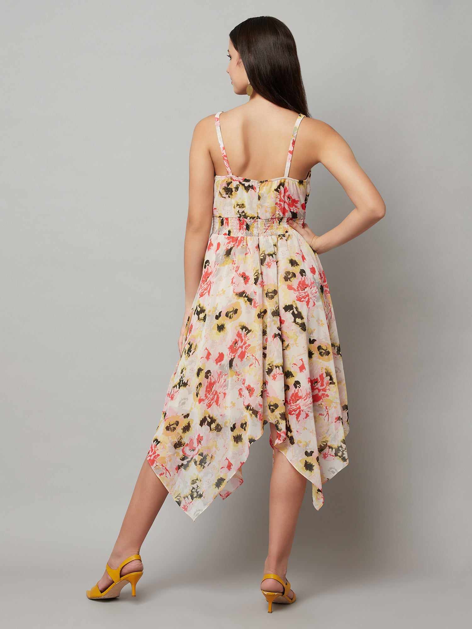 high low printed midi dress