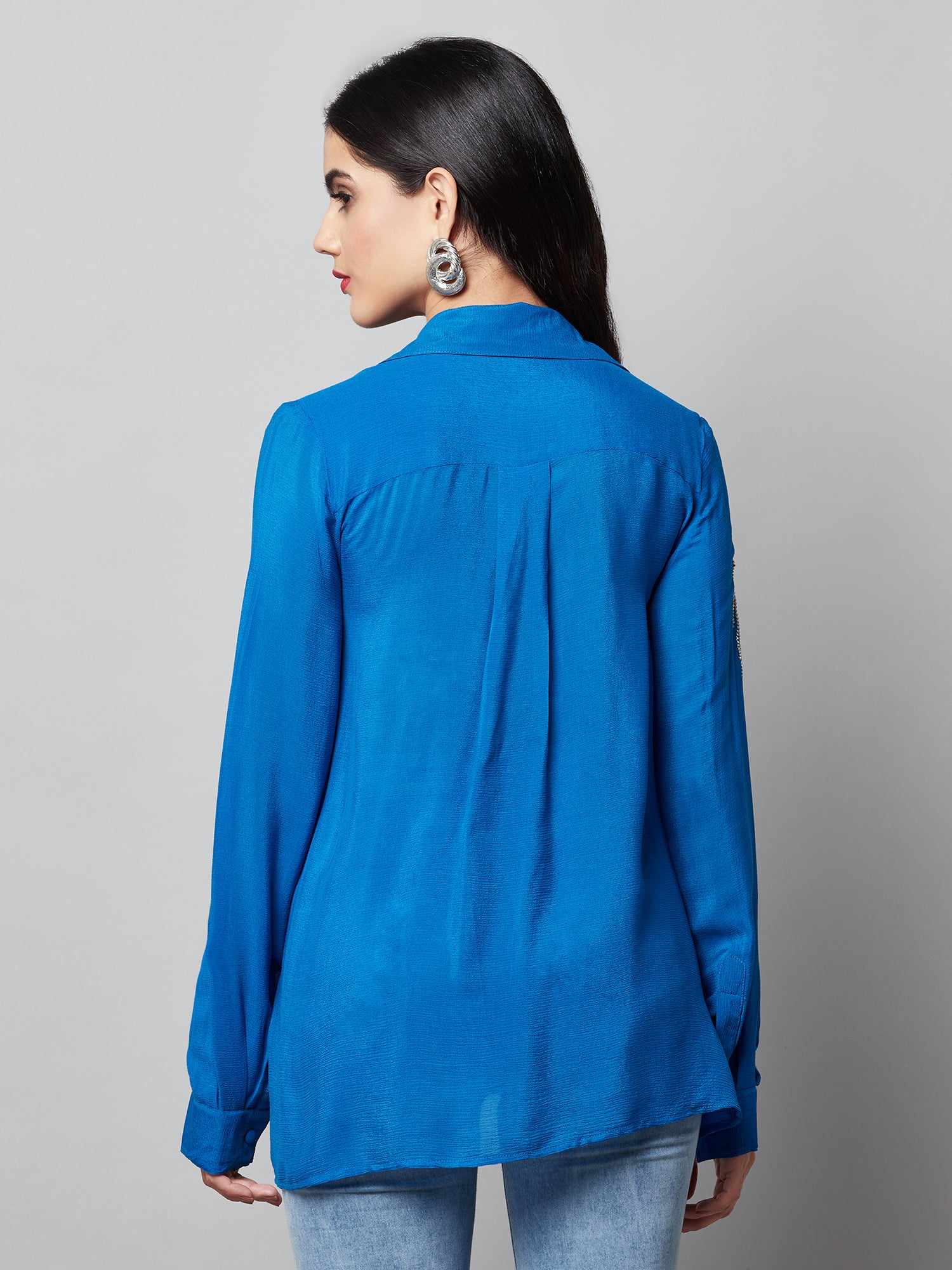 deluxe embellished blue shirt  