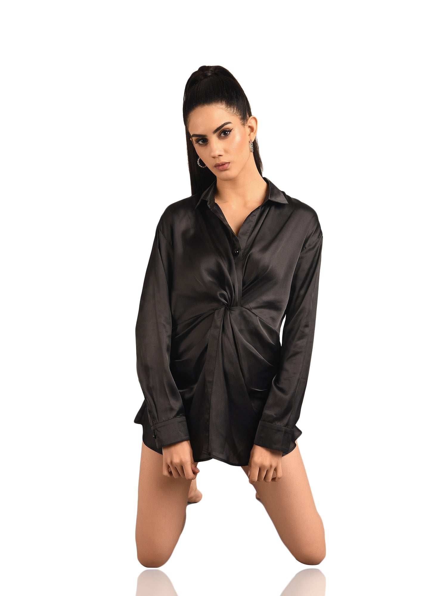 satin soft ruched shirt