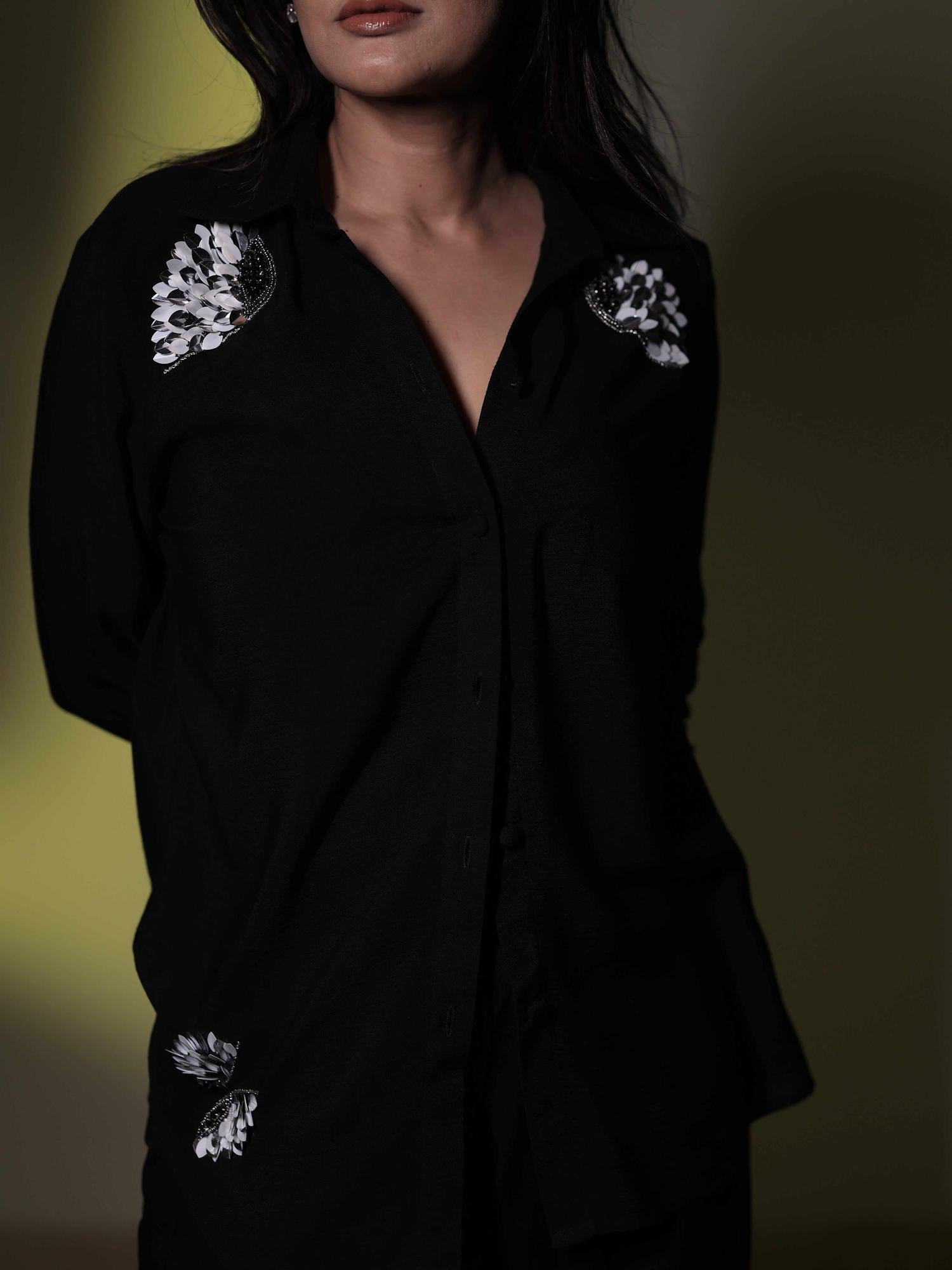 studded luxury black shirt