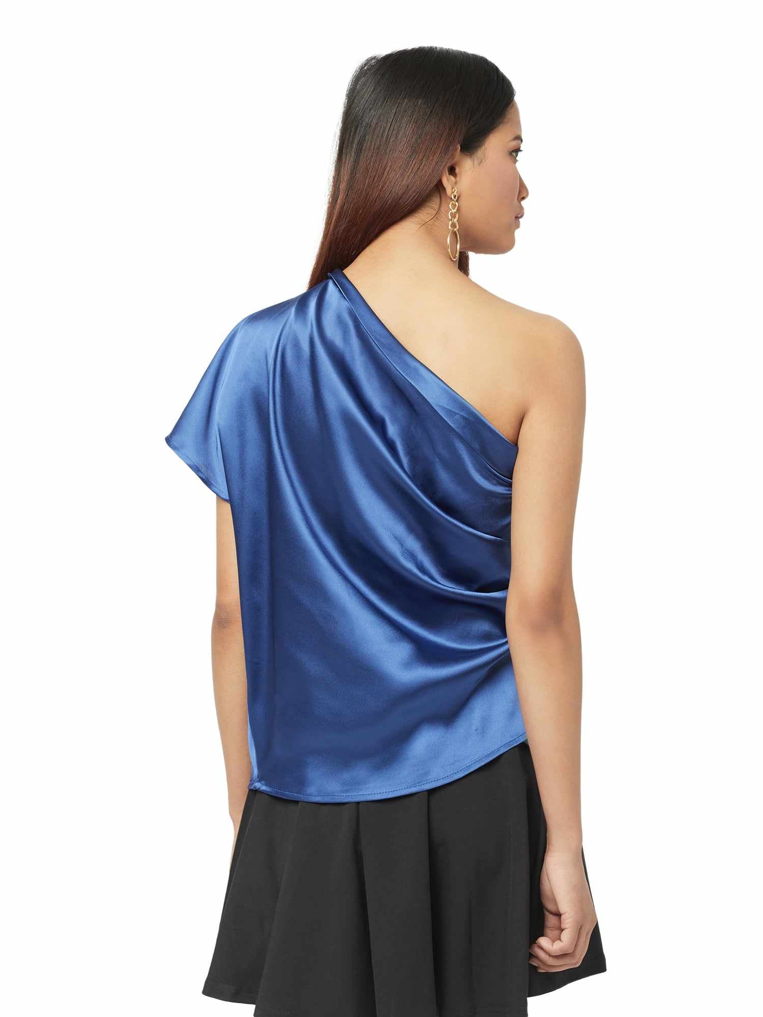 shiny satin ruched top