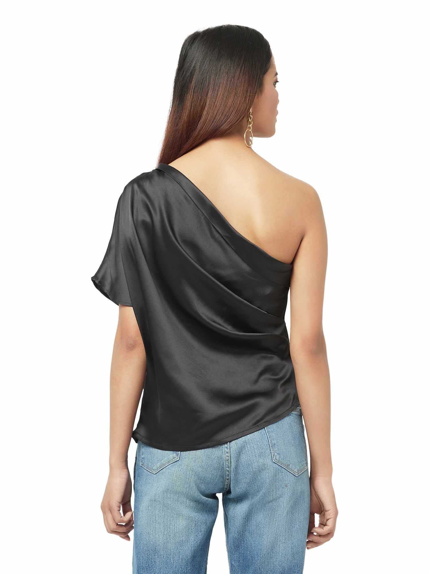 shiny satin ruched top