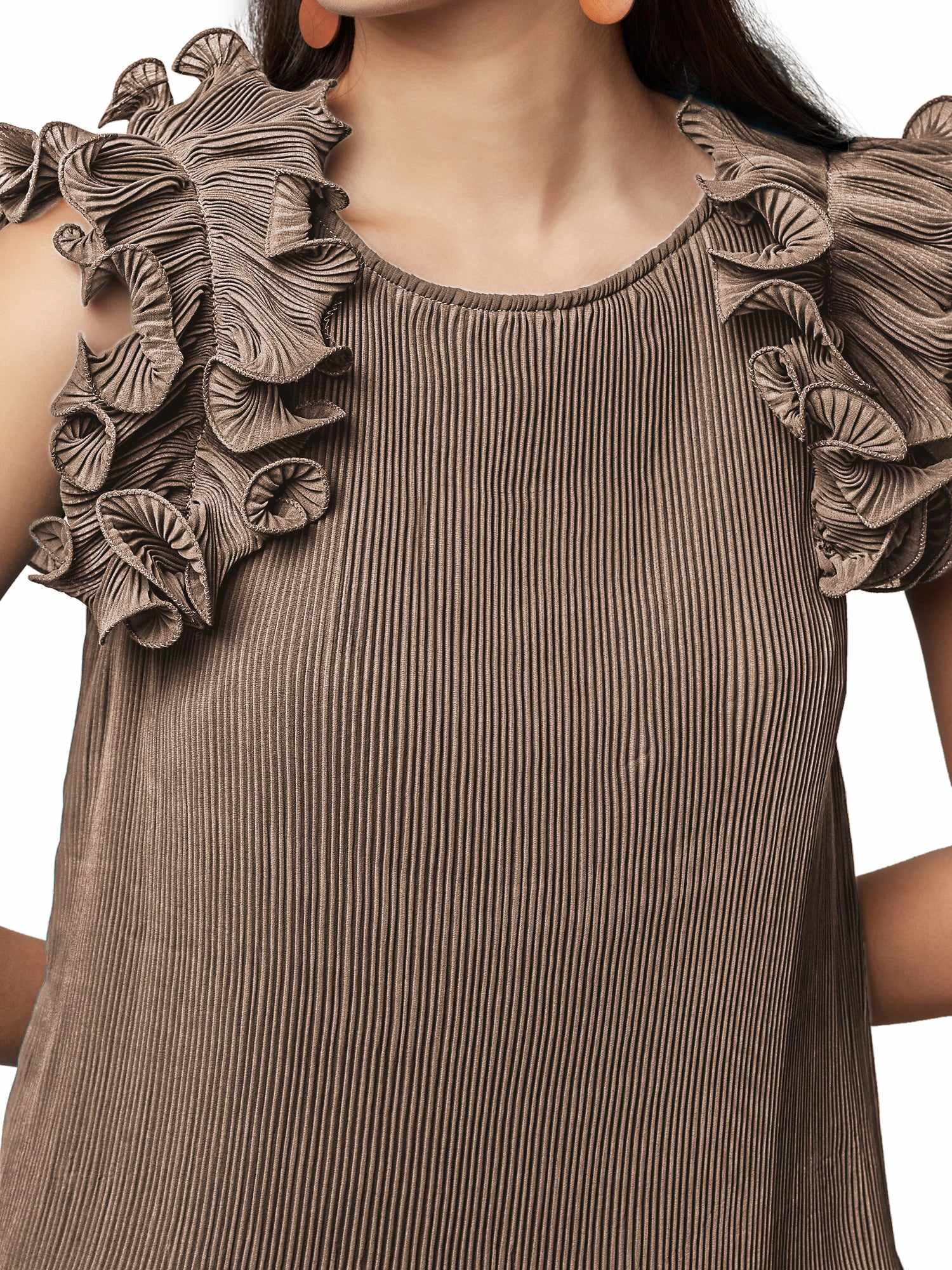 tinny brown dramatic sleeve top