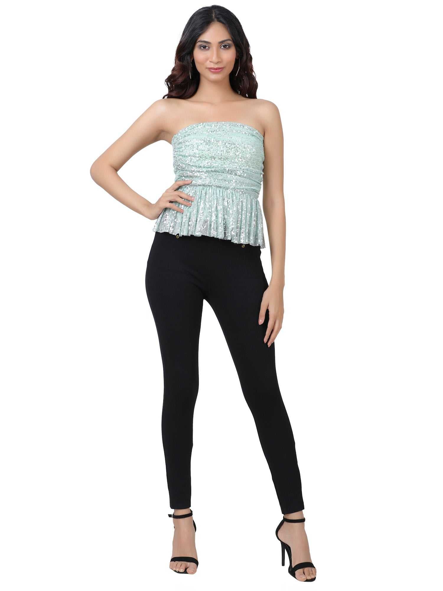 daisy doo mint green sequin peplum blouse