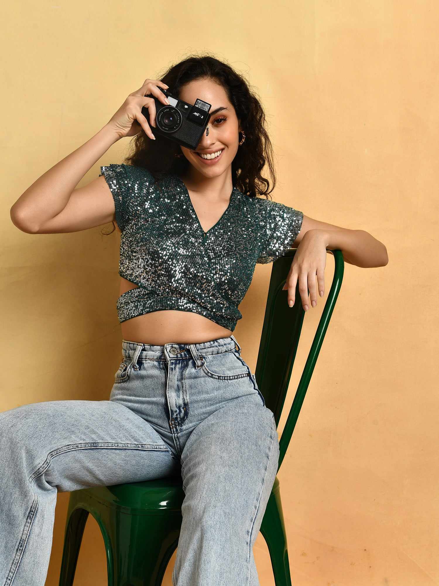 so pretty cut out sequins top