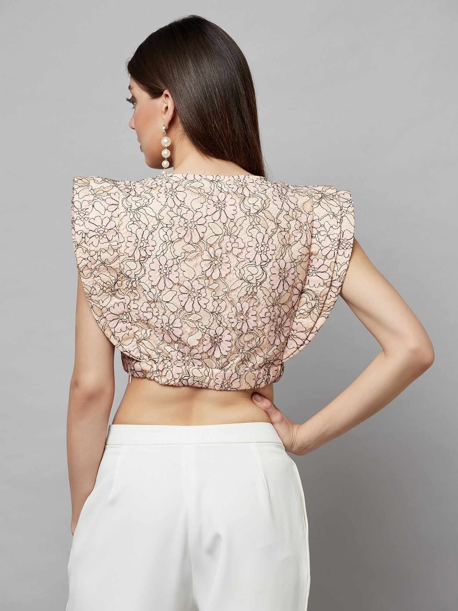 nude lace crop top