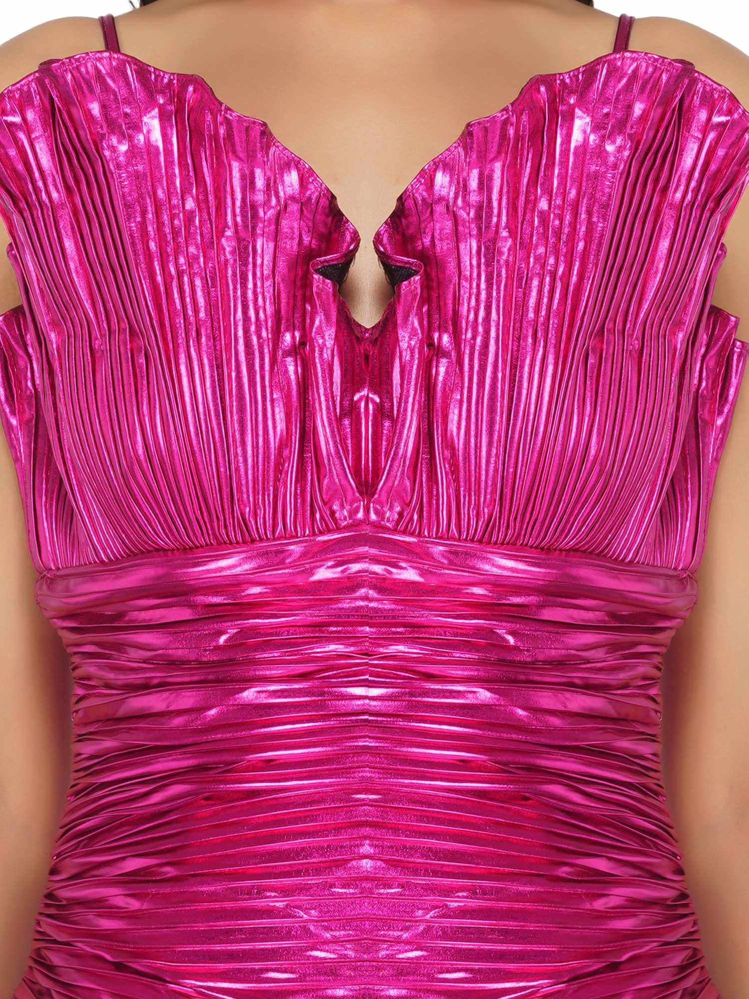 hot pink ruffled top