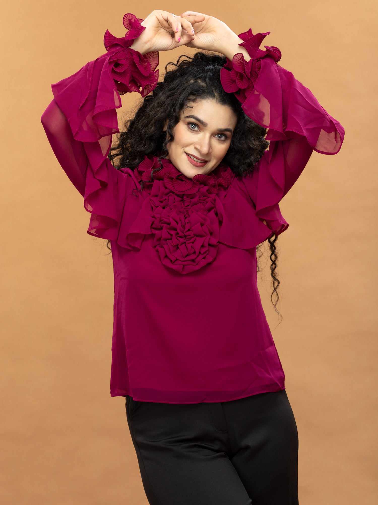 contrast smocking top