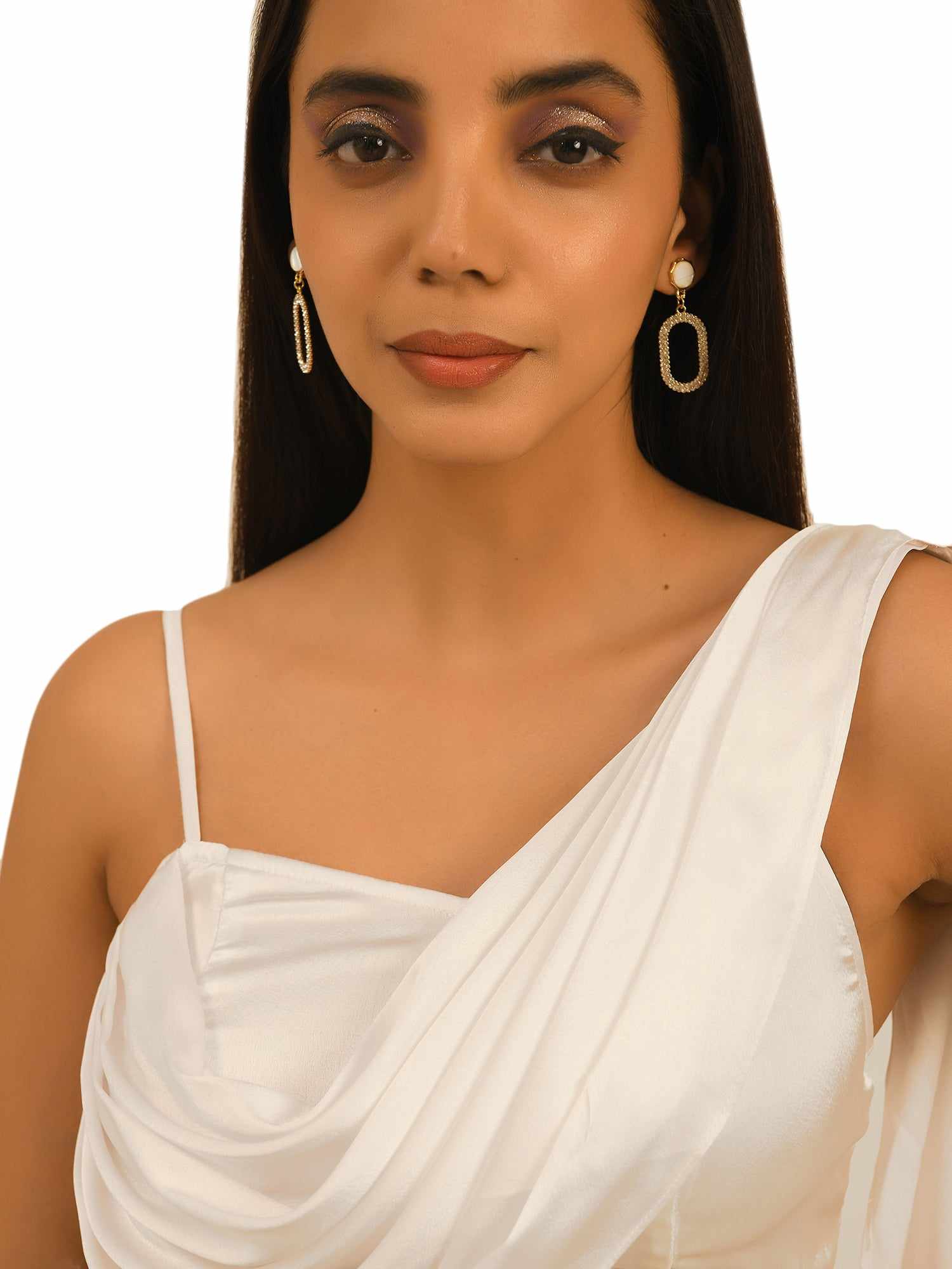 pearl satin crop top with palla