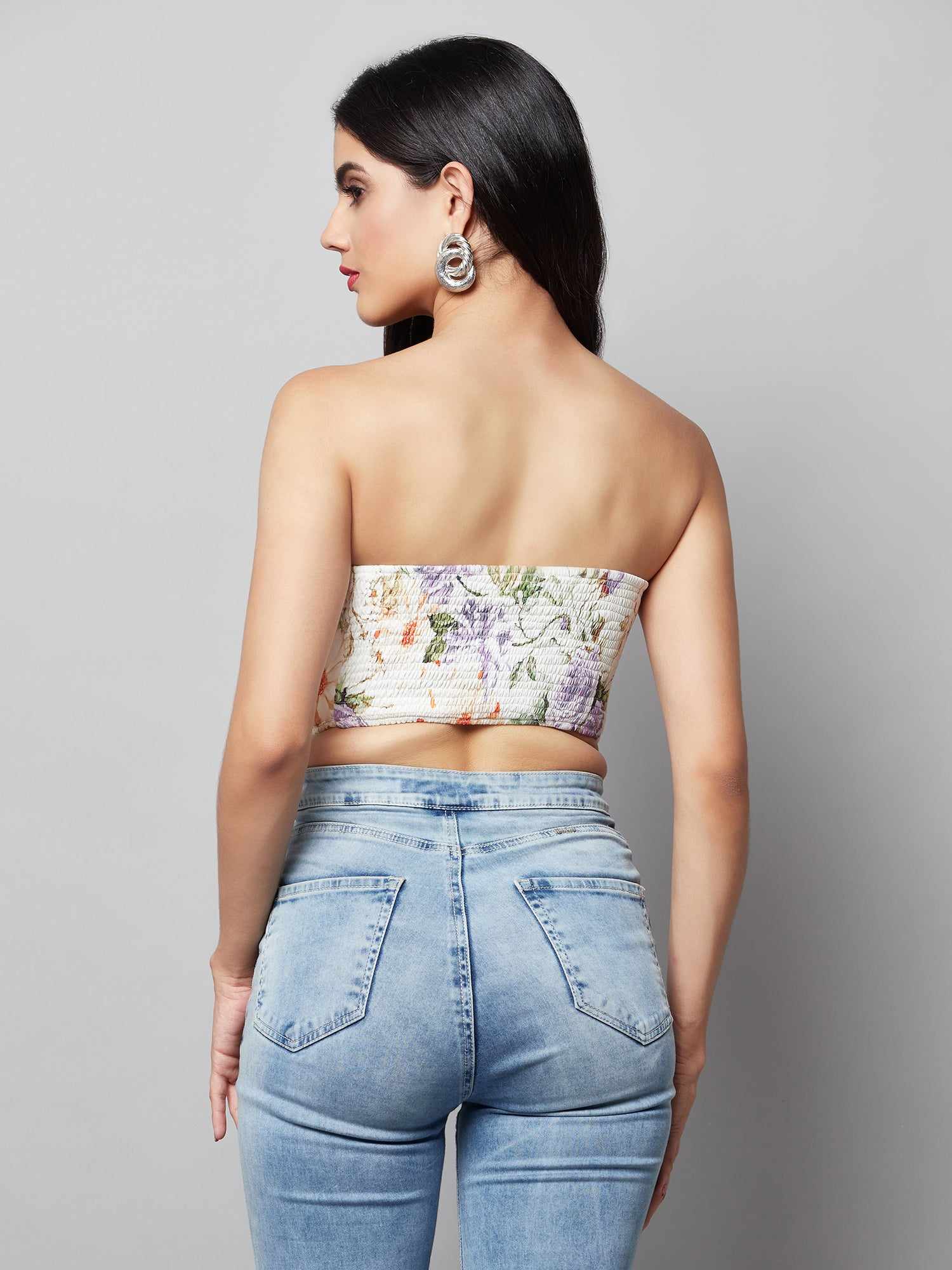 white crop top with elasticated back