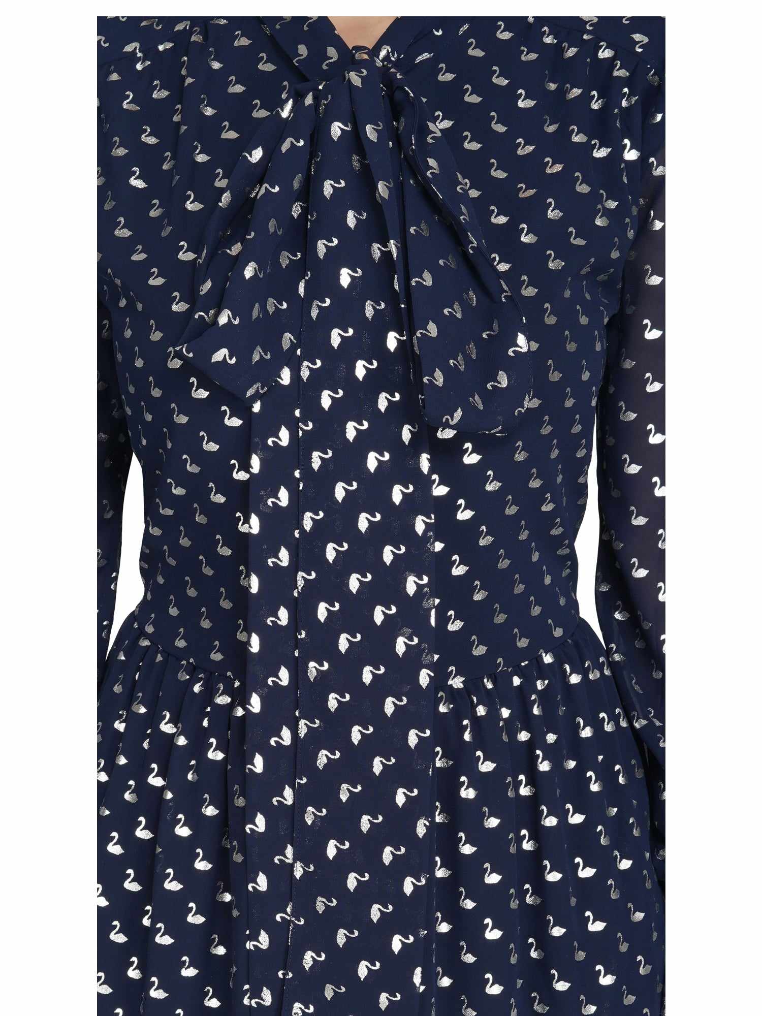 swan print flared jumpsuit