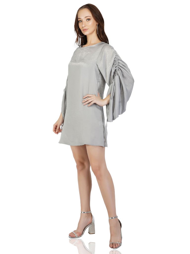 ruched sleeves dress