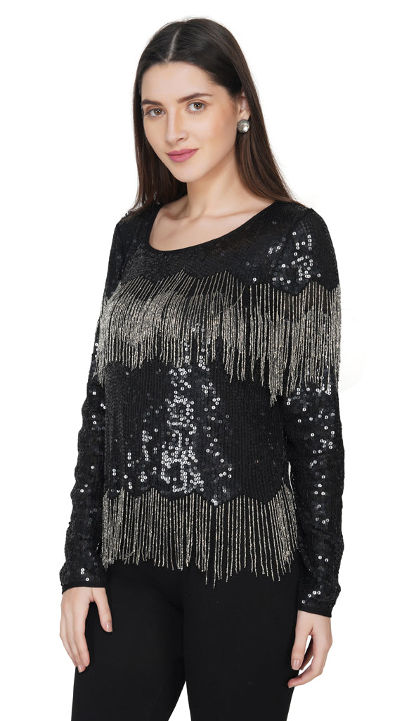 navy blue embroidered top