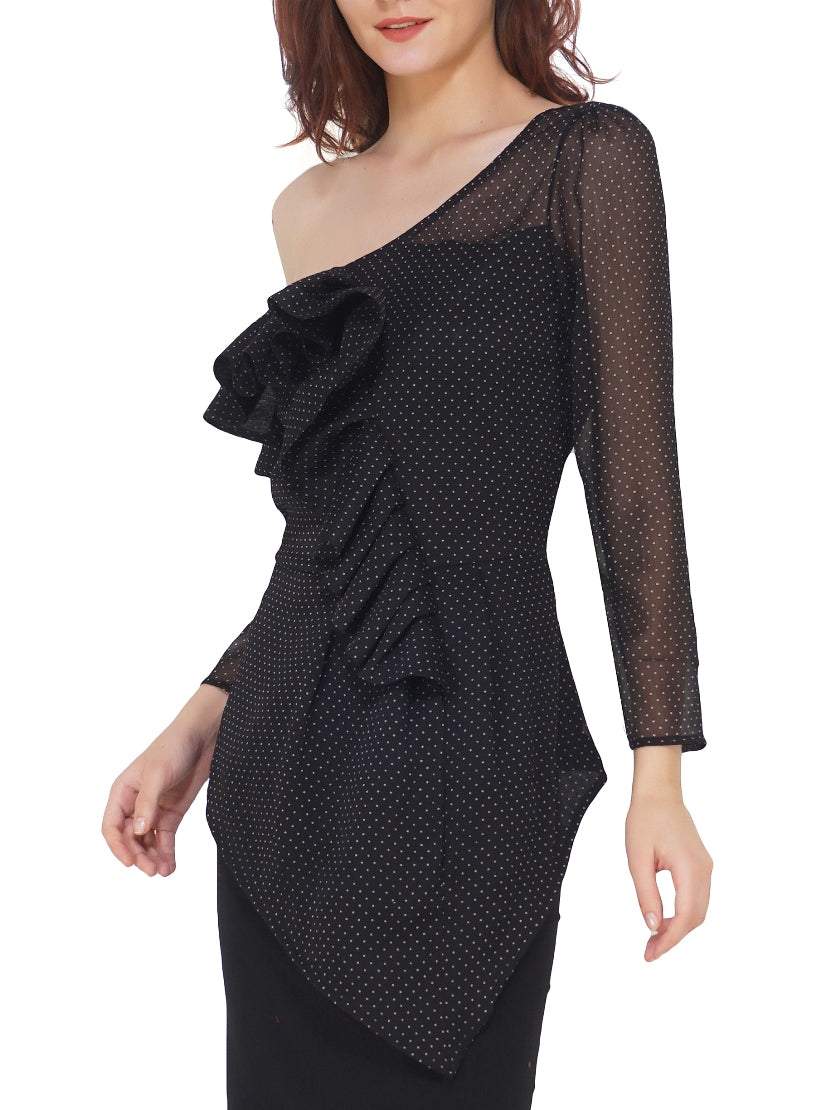 off shoulder polka dot top