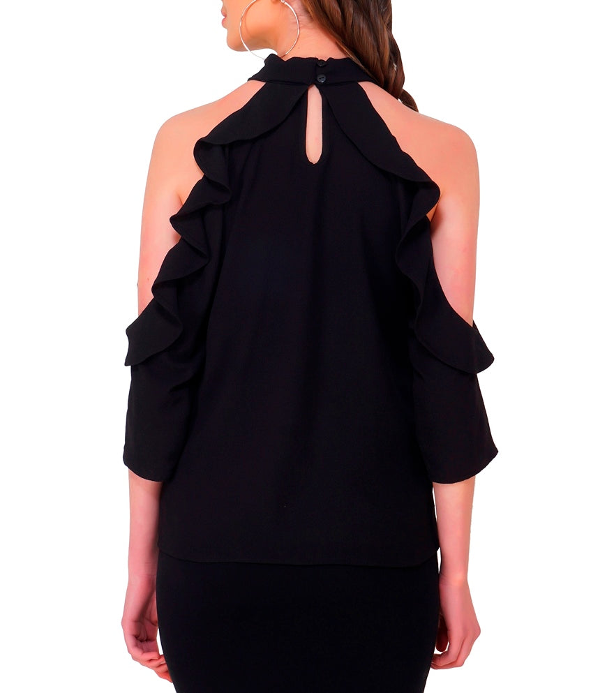 cold sleeve black chic top
