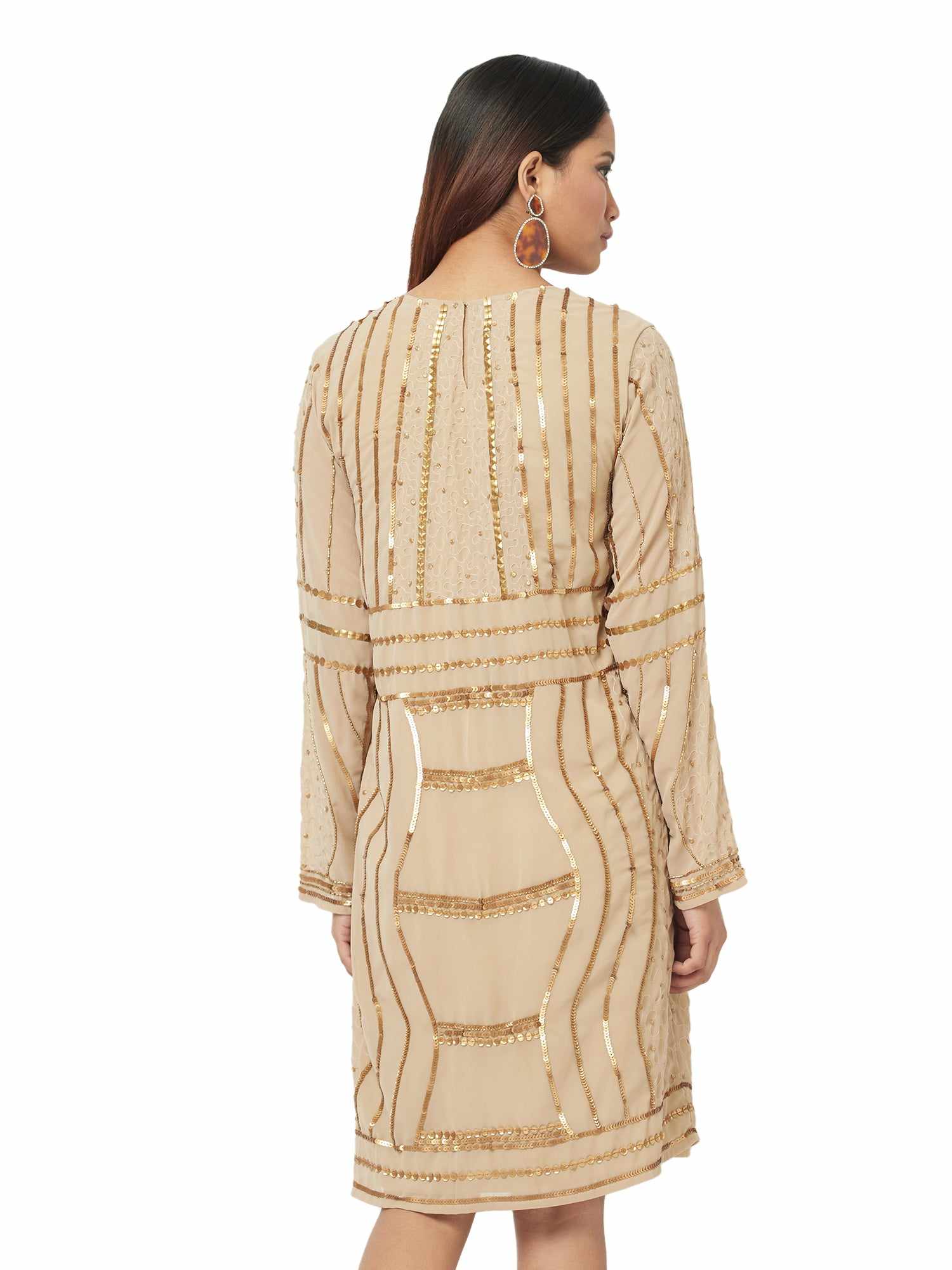 go gorgeous beige gold dress