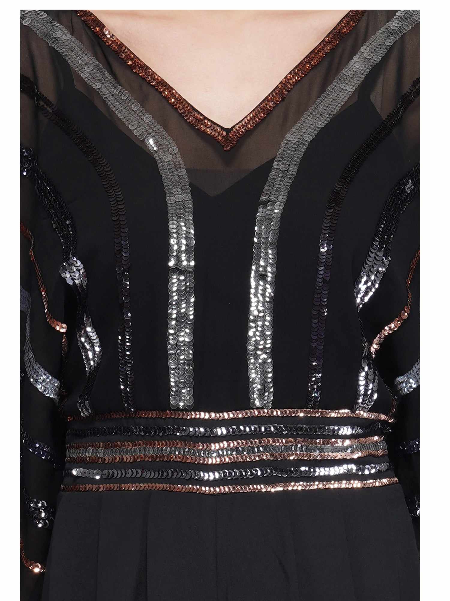 flutter sleeve rainbow sequin jumpsuit