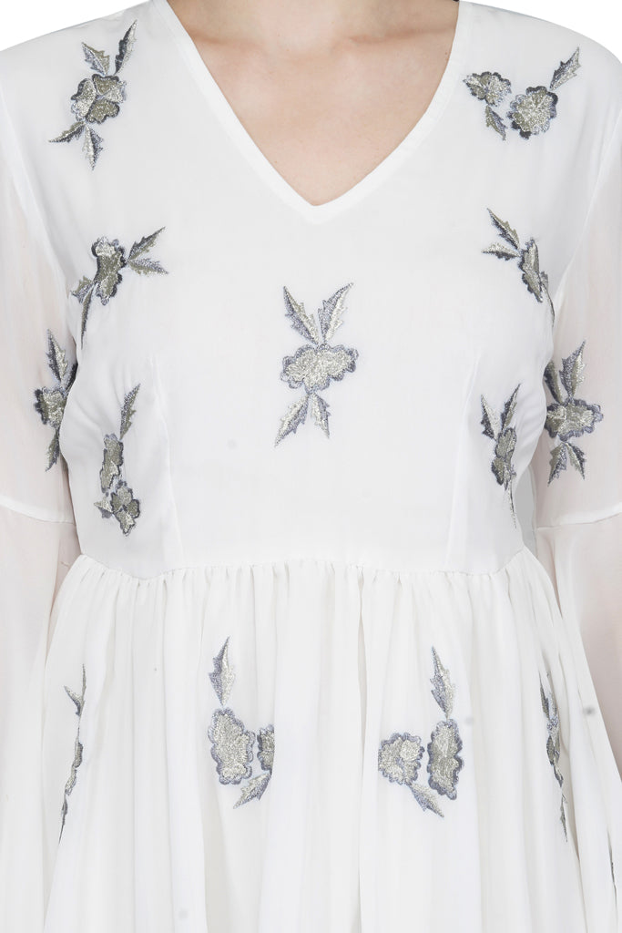 rose embroidery summer white mini