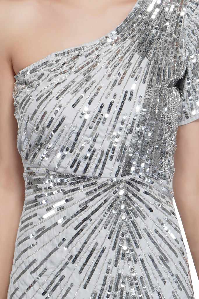 silver skew dress
