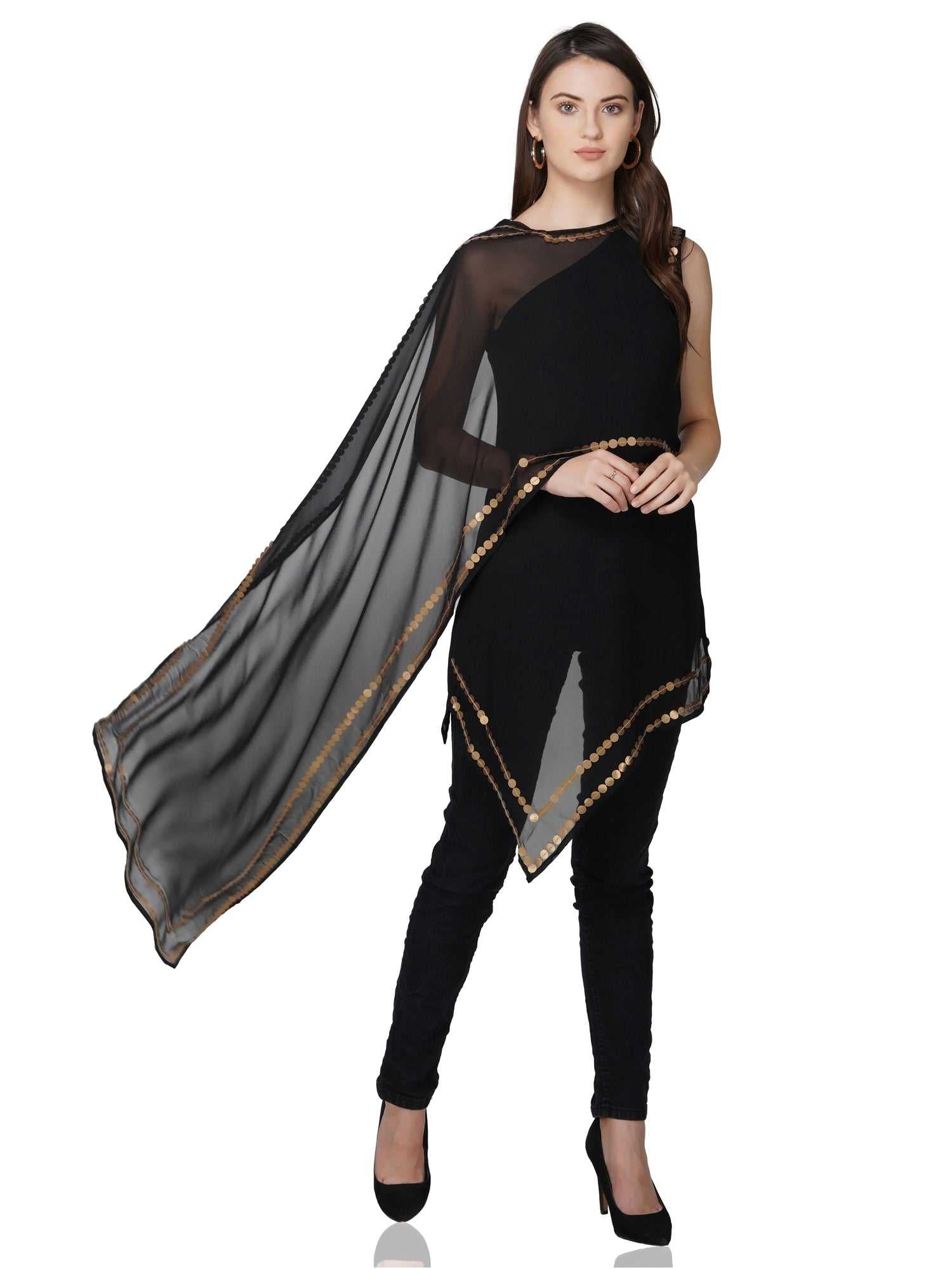 embellished border long top with pants