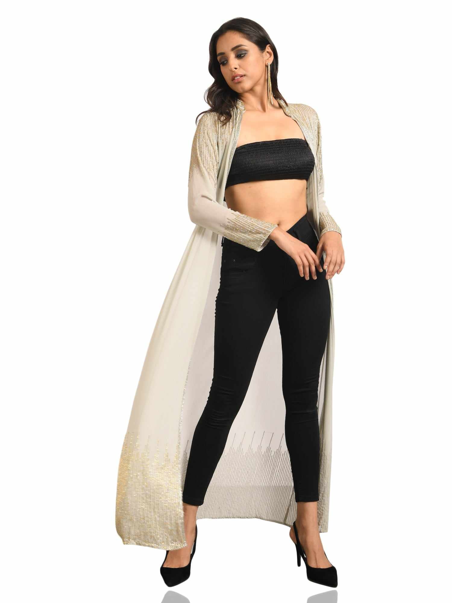 embellished long shrug