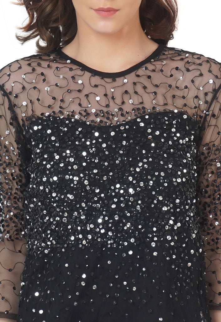 all over sequin shimmer tulle top