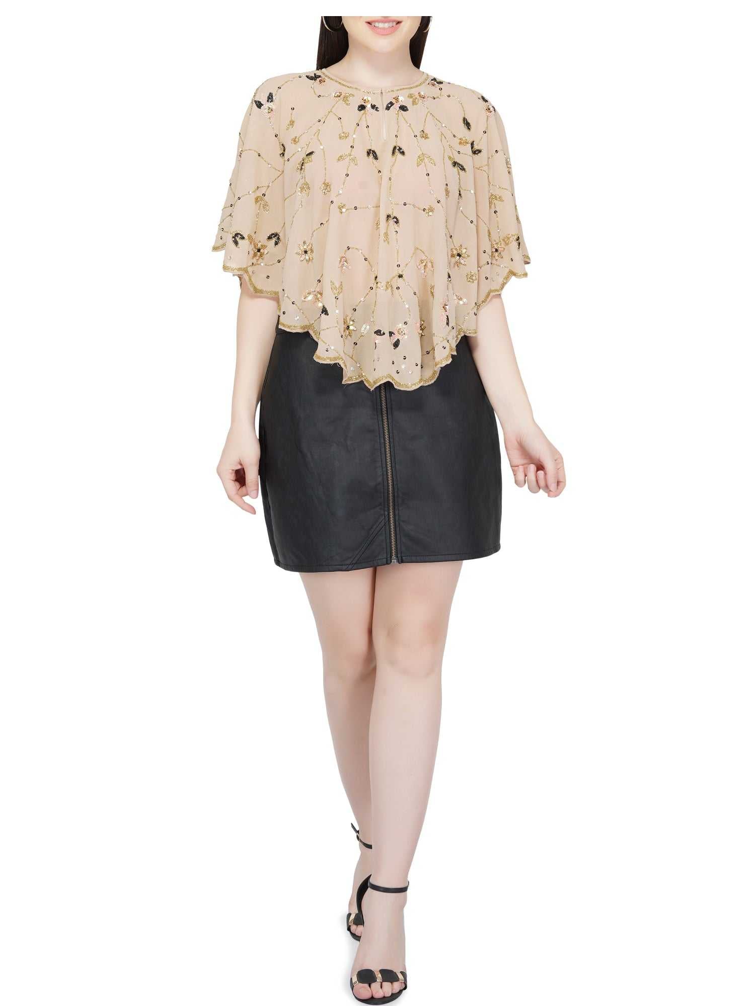 embellished grey cape