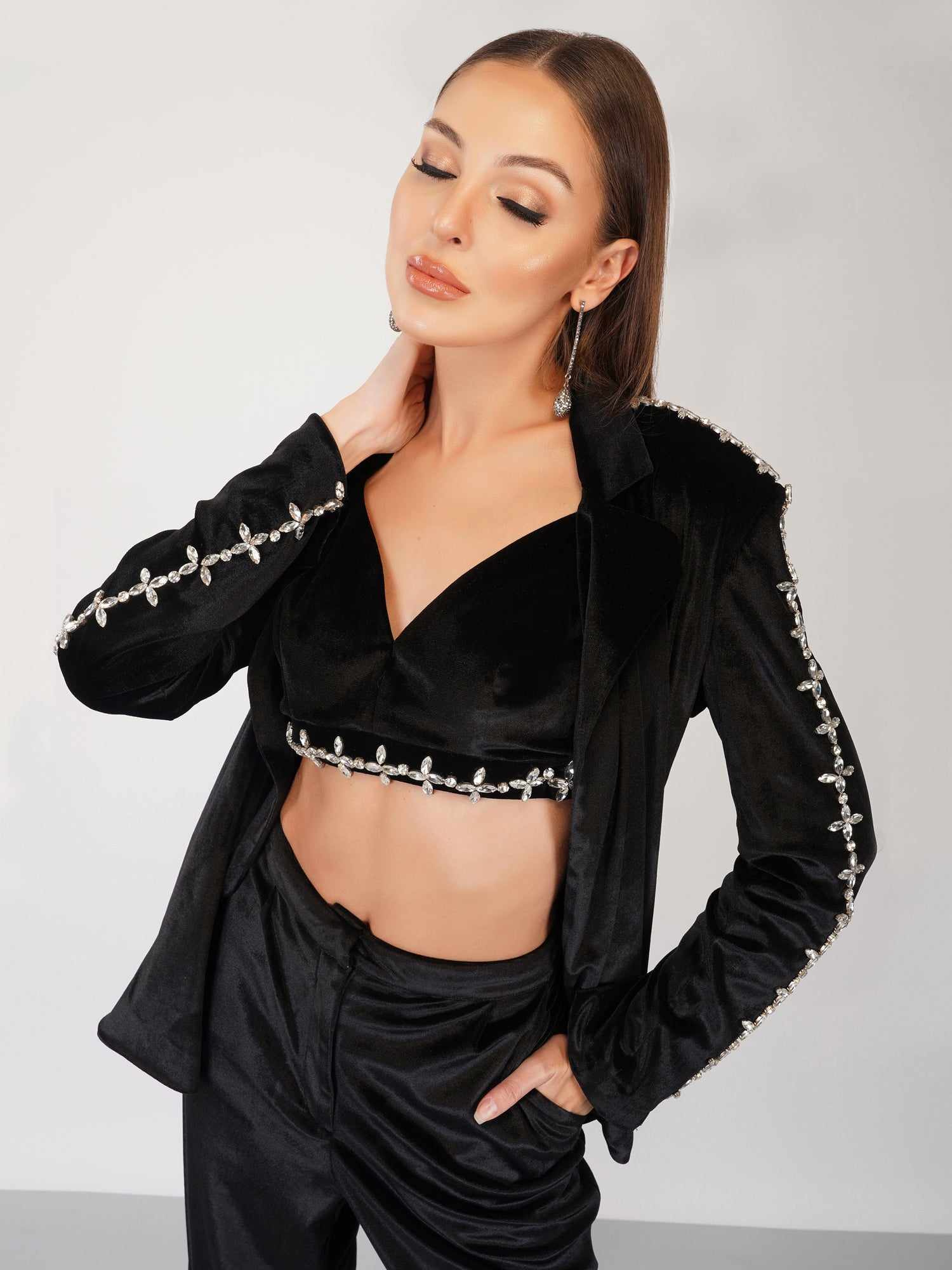 black korean velvet blazer