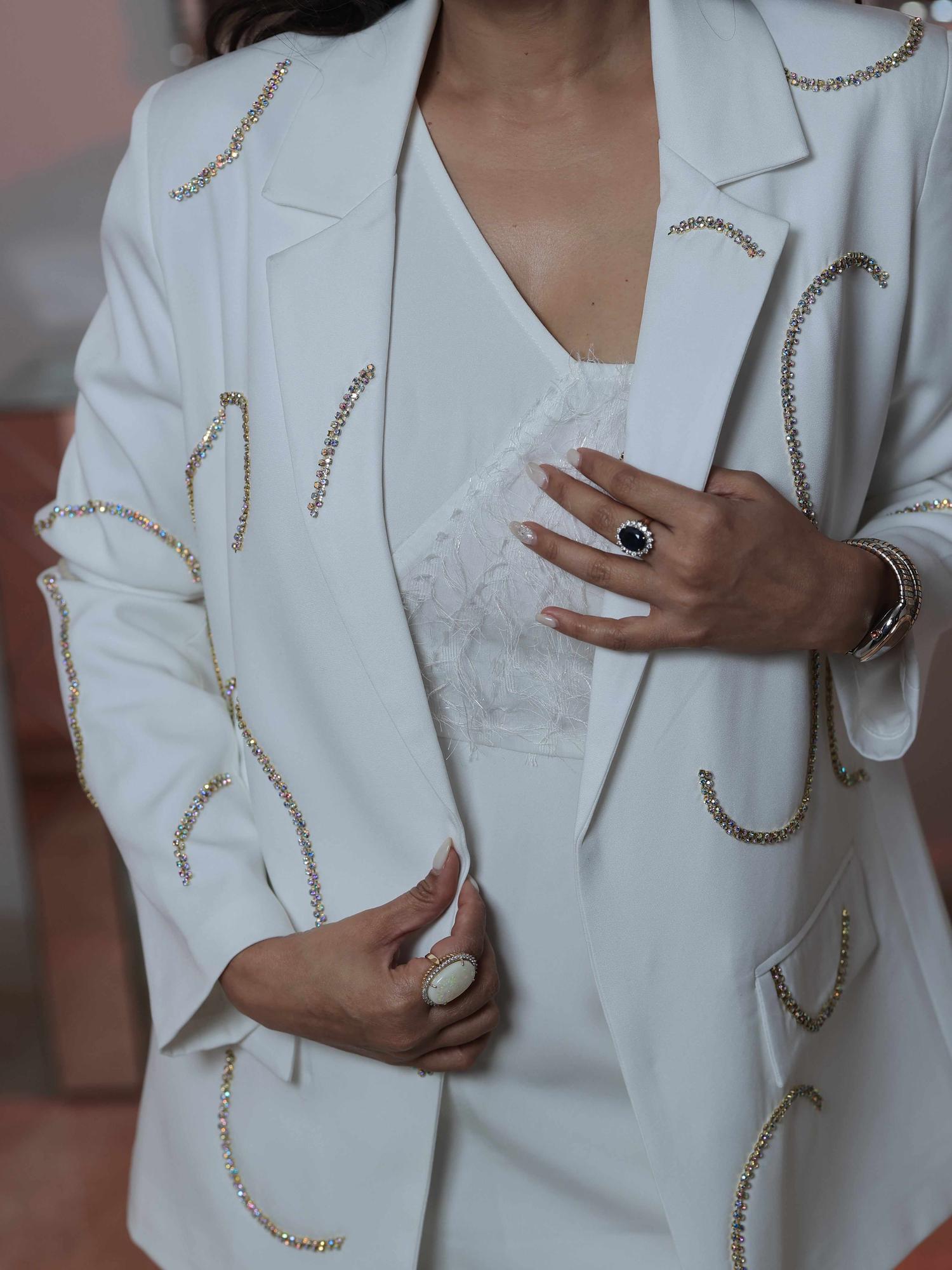 Dazzle Me Darling White Blazer