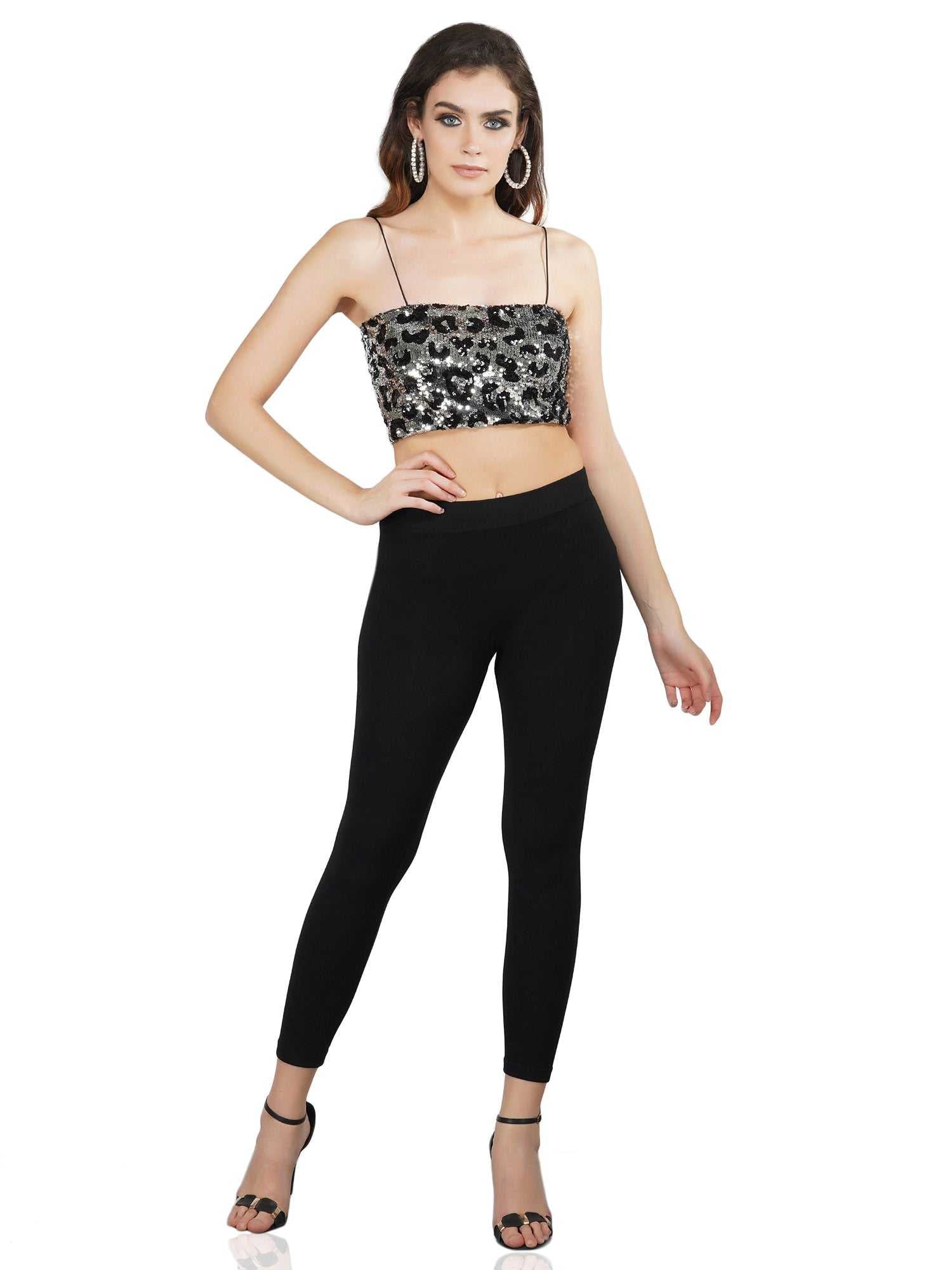 leopard silver strappy tank top